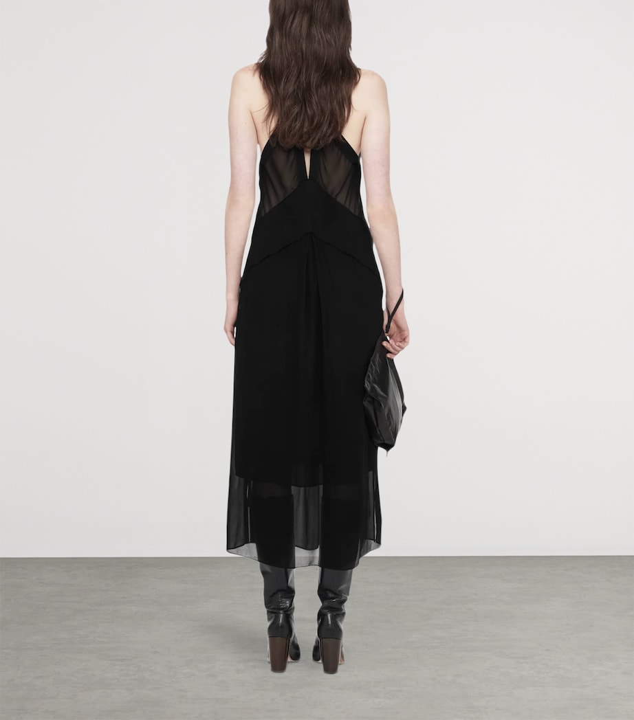 AllSaints Womens Chiffon Fawn Midi Dress Black Image 7
