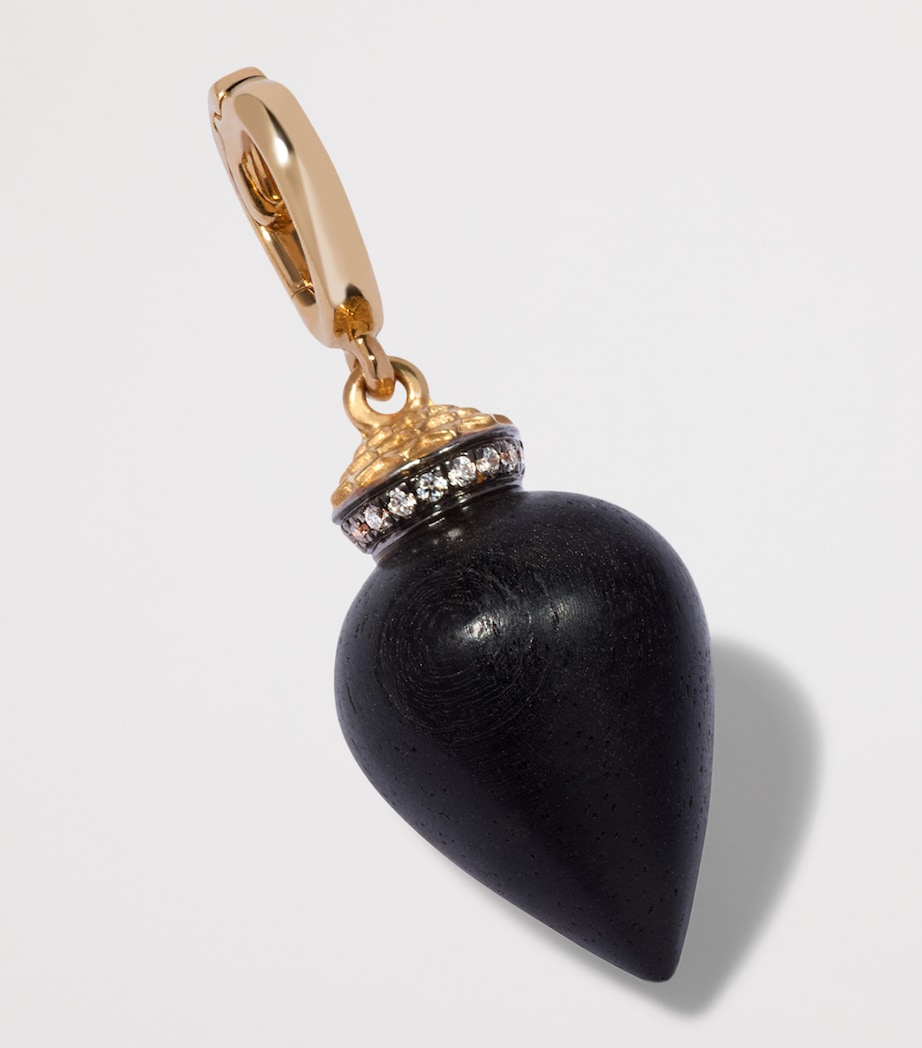 Annoushka Yellow Gold and Diamond Touch Wood Charm Image 3