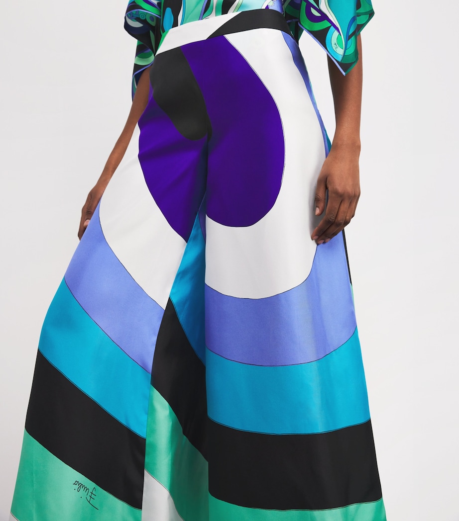 Silk Wide-Leg Trousers 050 VERDE/LILLA Image 5