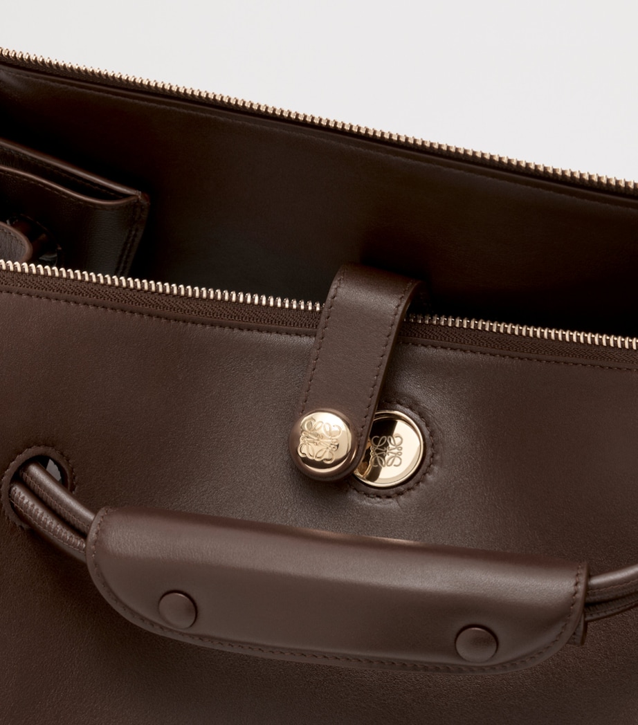 Large Grained Leather Madrid Shoulder Bag DARK CHESTNUT Image 9