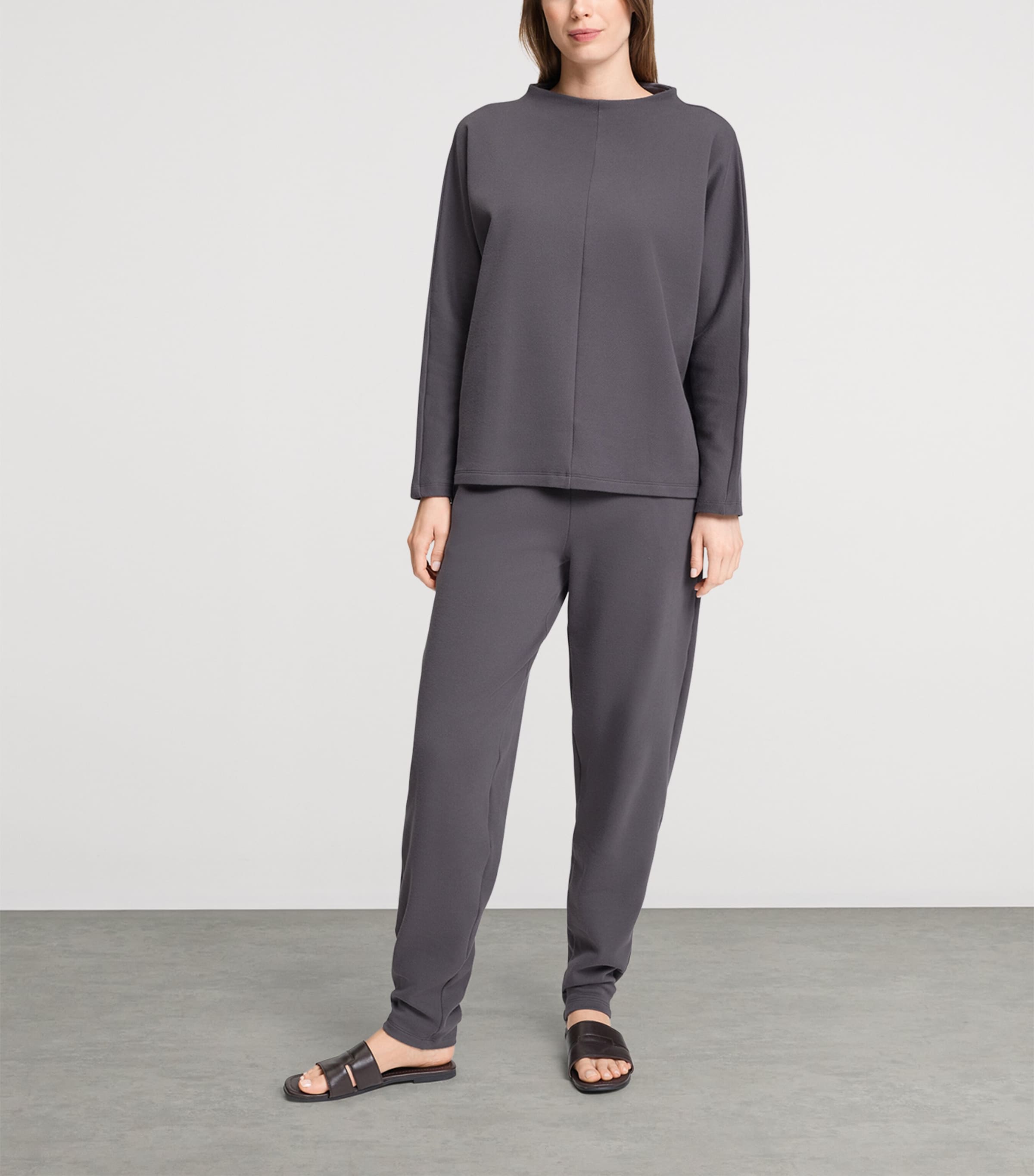 Hanro Womens High-Neck Sweatshirt Dark Sesame Image 2