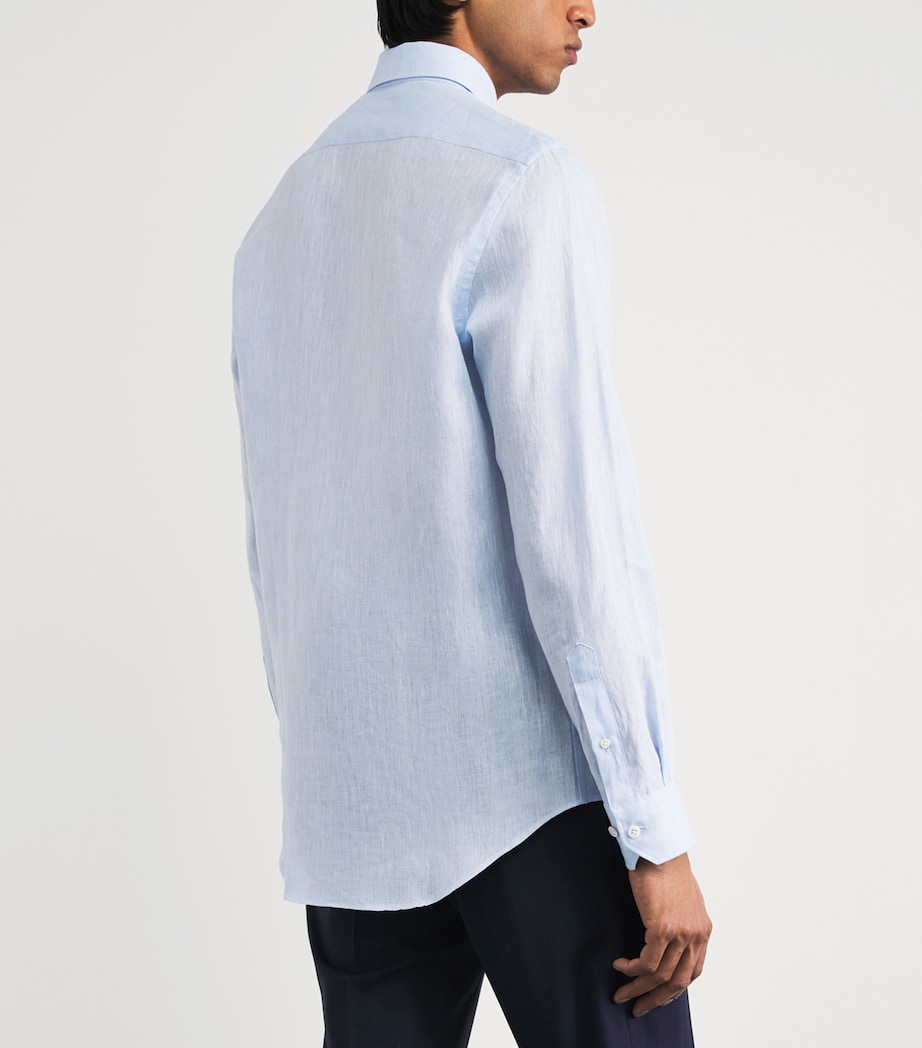 Pal Zileri Mens Linen Shirt Light Blue Image 5