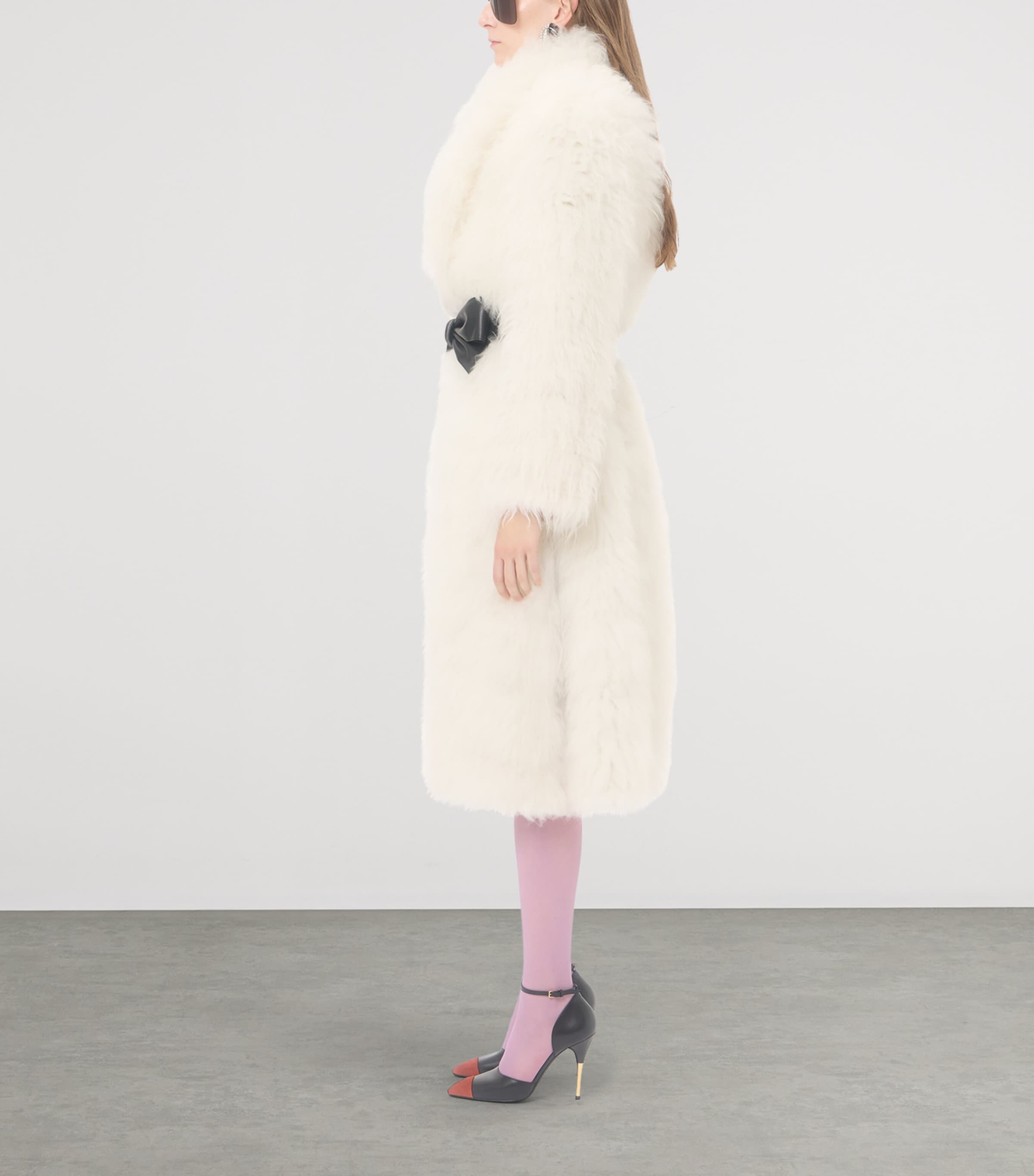 Valentino Womens Fur Bow-Belt Coat Image 4