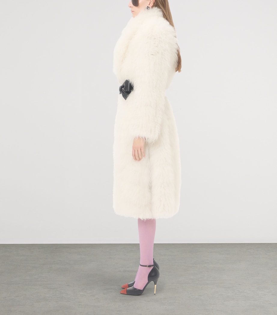 Valentino Womens Fur Bow-Belt Coat Image 4