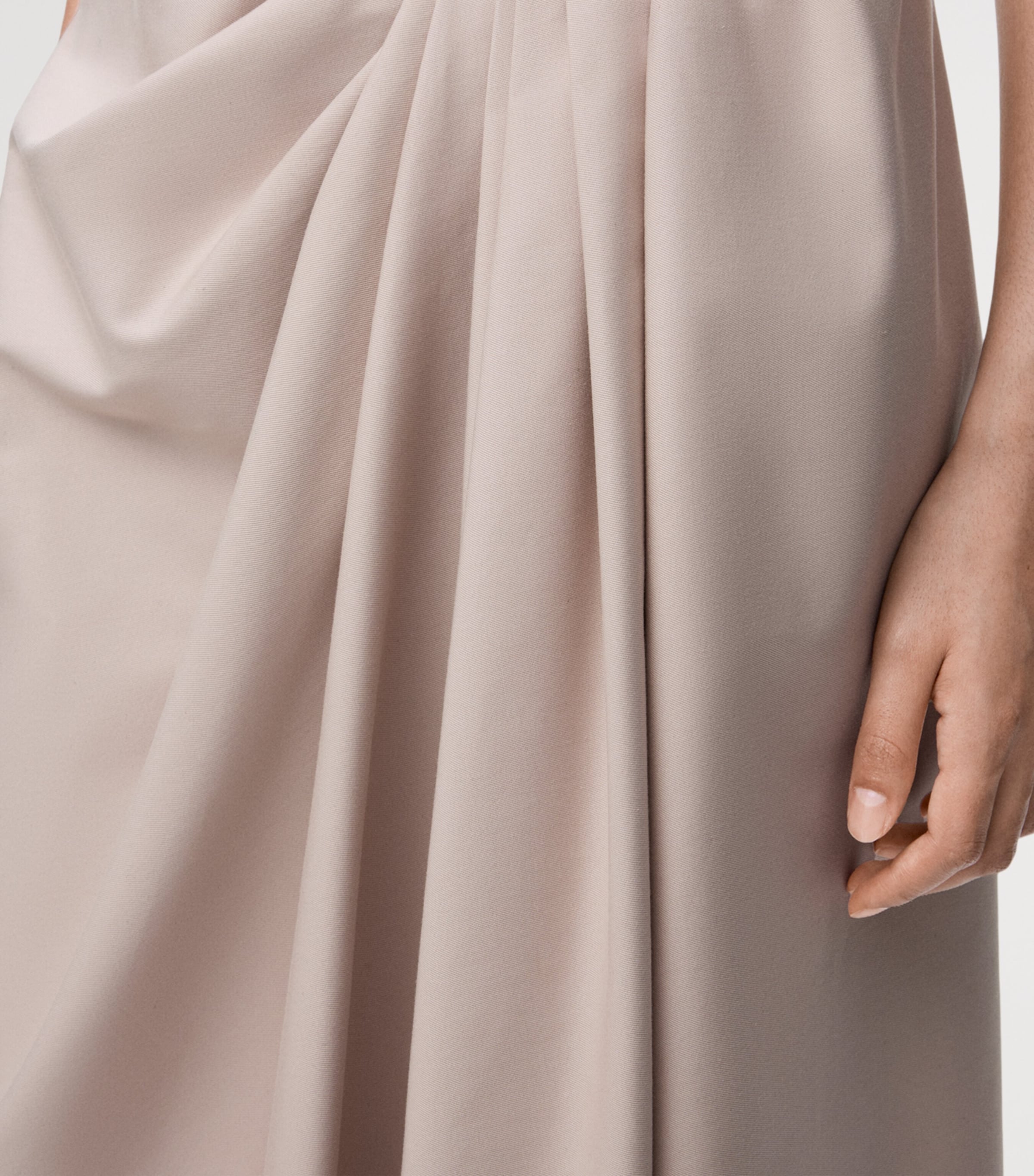 Cotton-Silk Draped Midi Skirt LIGHT PINK Image 5