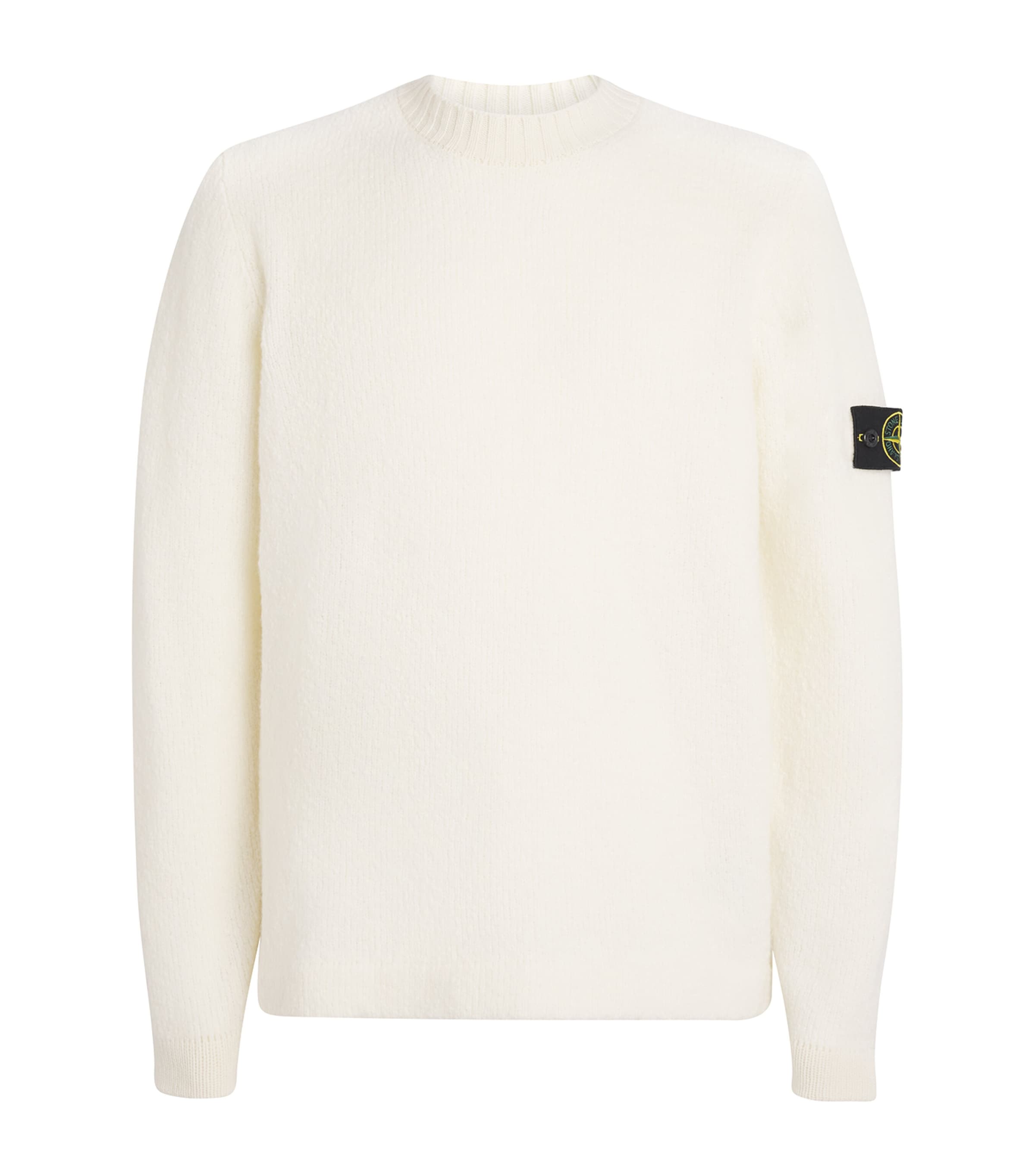 Stone Island Wool Blend Sweatshirt With Iconic Logo Patch And Timeless Design In White