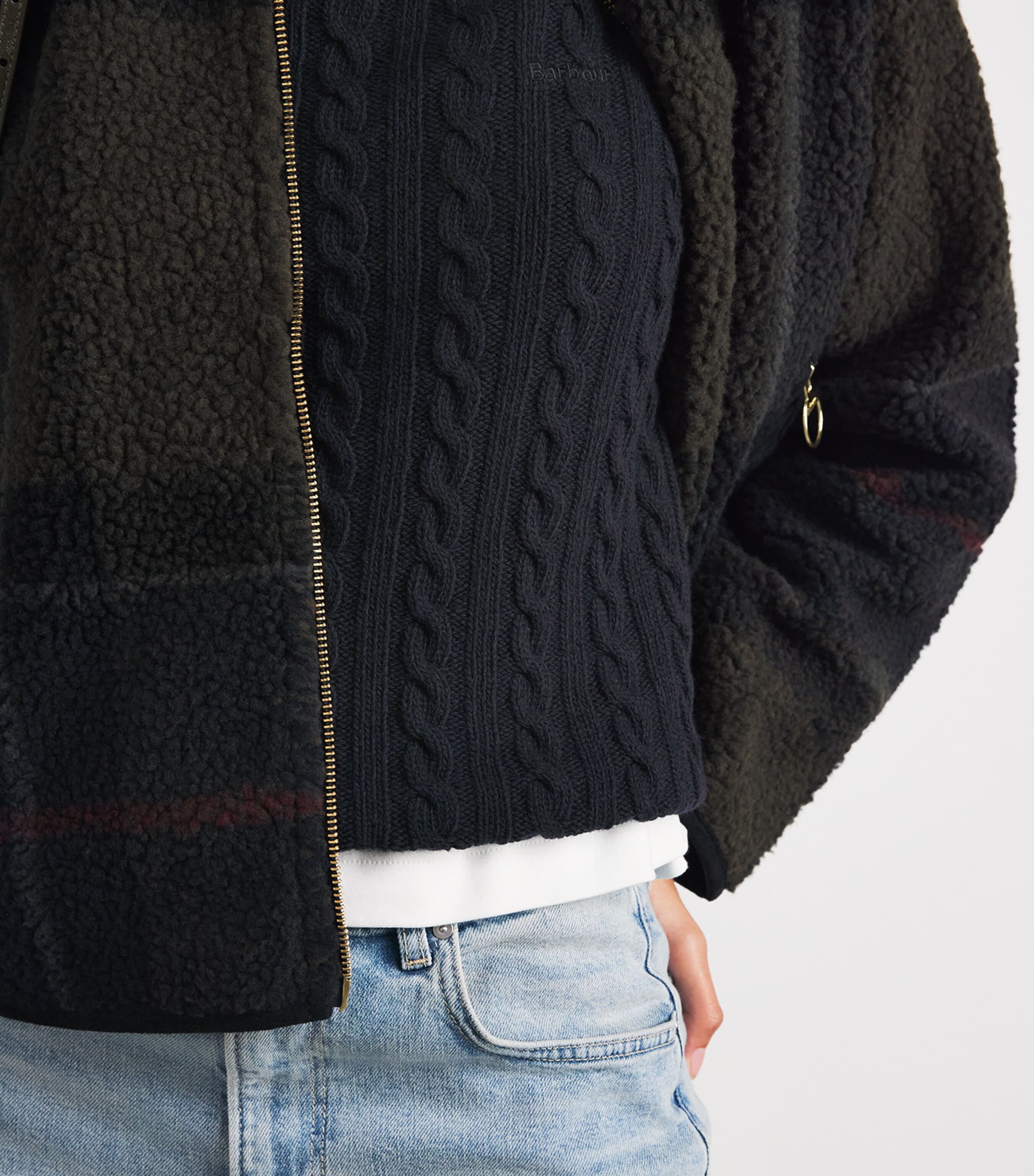 Barbour Womens Wool-Cotton Ambleside Rollneck Sweater Navy Image 3
