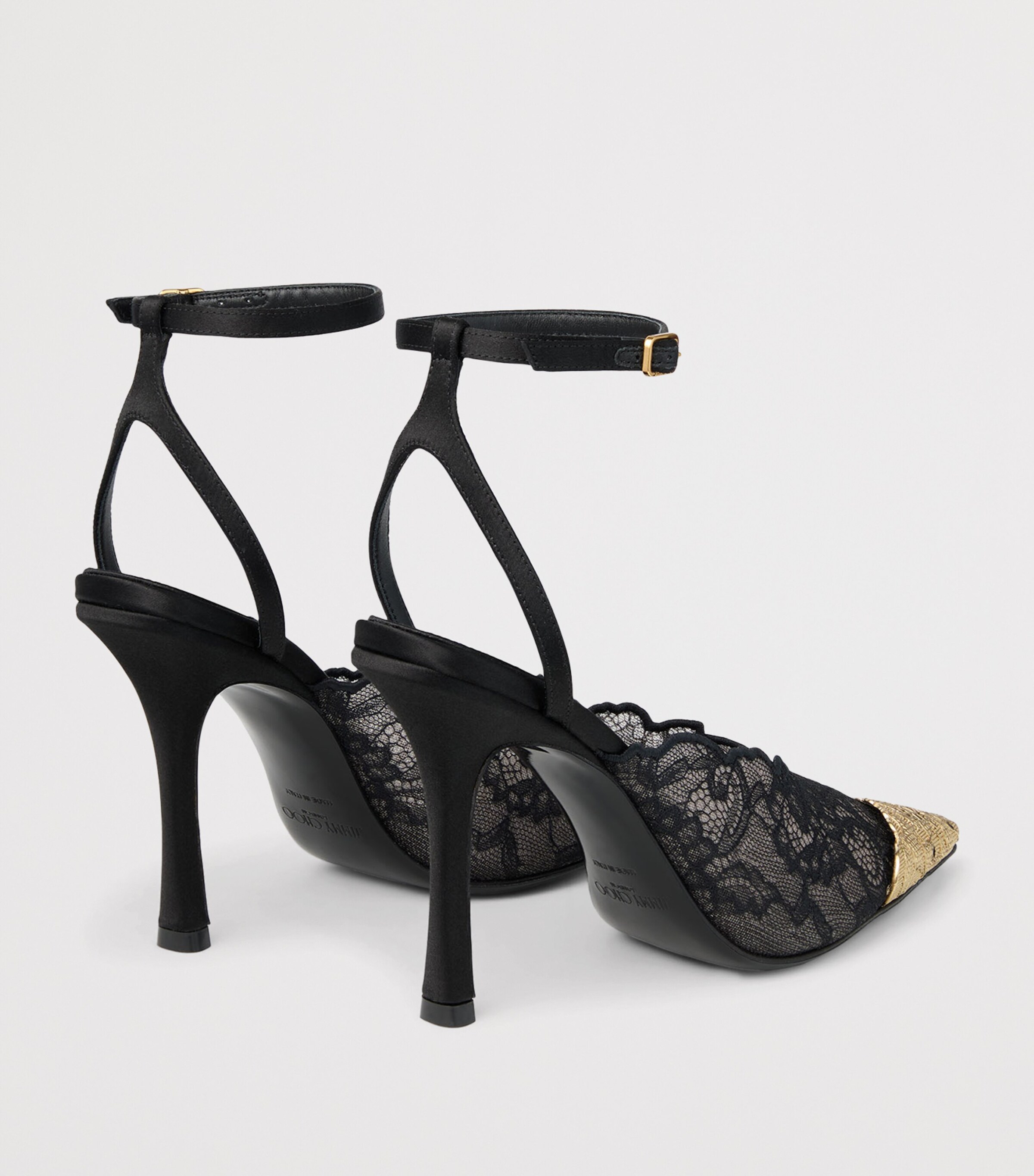 Jimmy Choo Faiz 100 Lace Pumps Black/vintage Gold Image 5