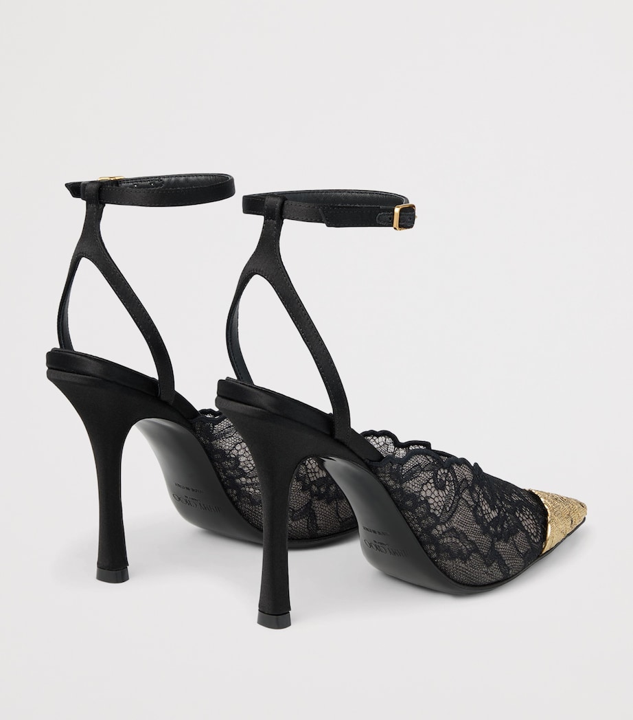 Jimmy Choo Faiz 100 Lace Pumps Black/vintage Gold Image 5