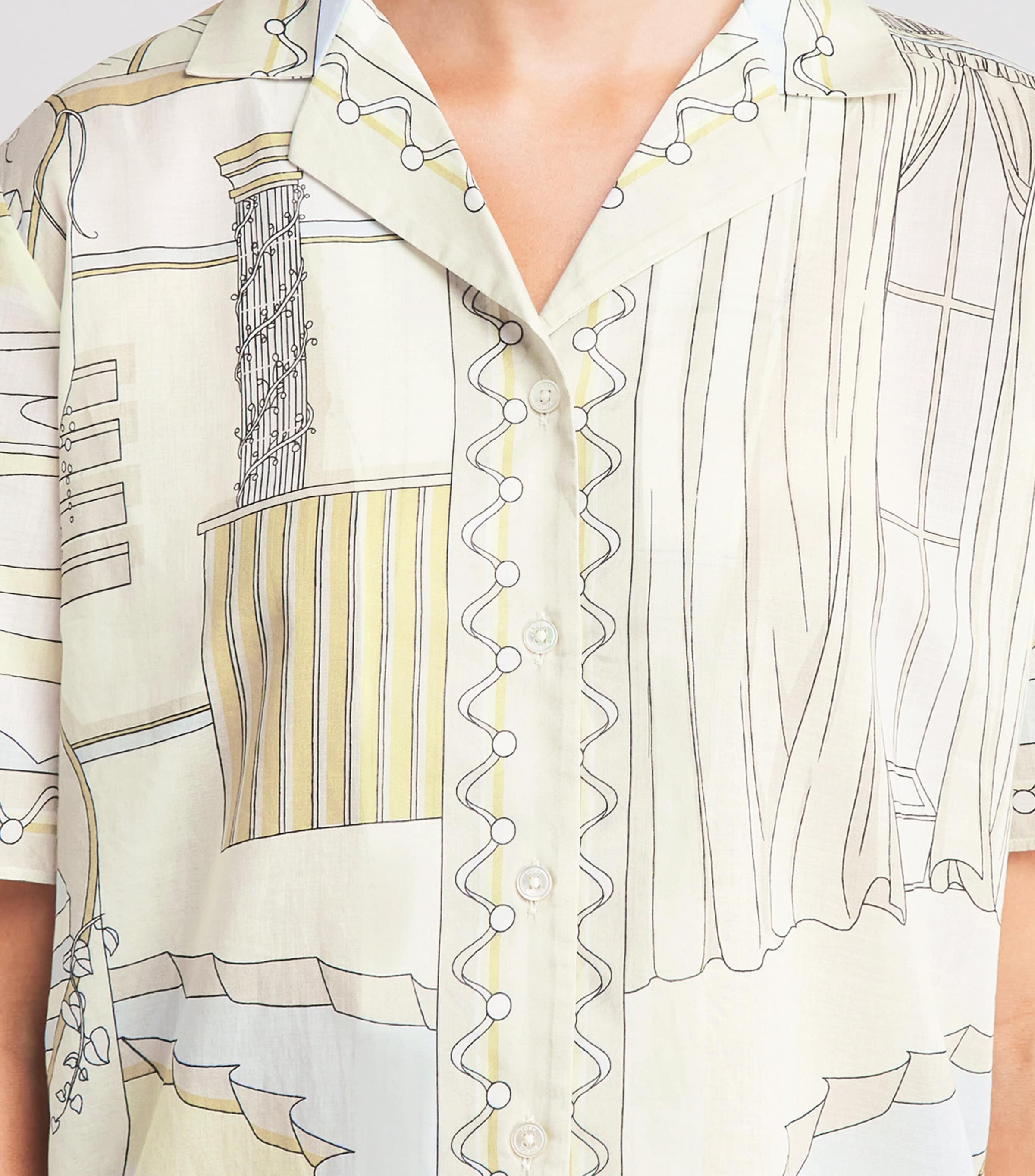 Tory Burch Womens Cotton Printed Shirt The Pool Beige Image 3