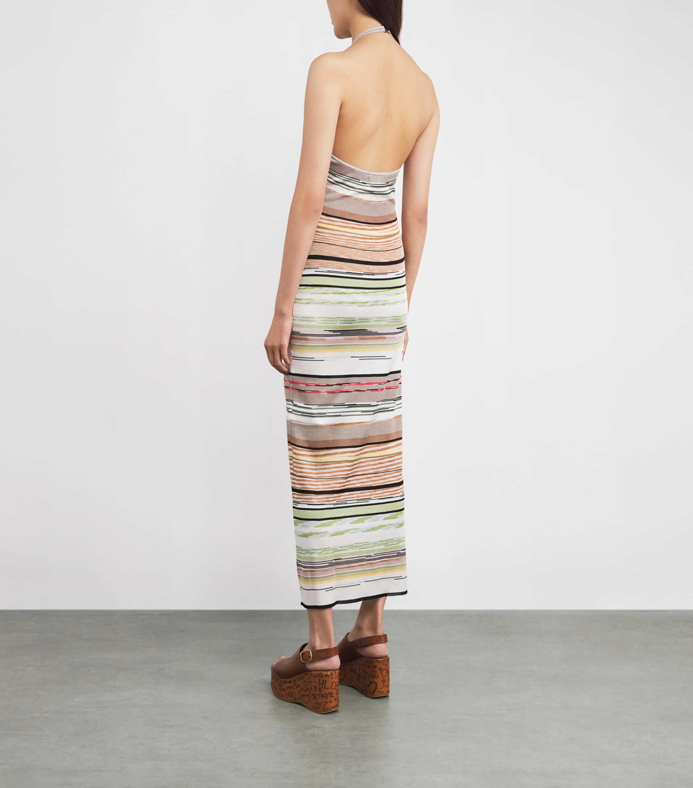 Knitted Stripe Maxi Dress SMSMN GREEN/ BROWN Image 3