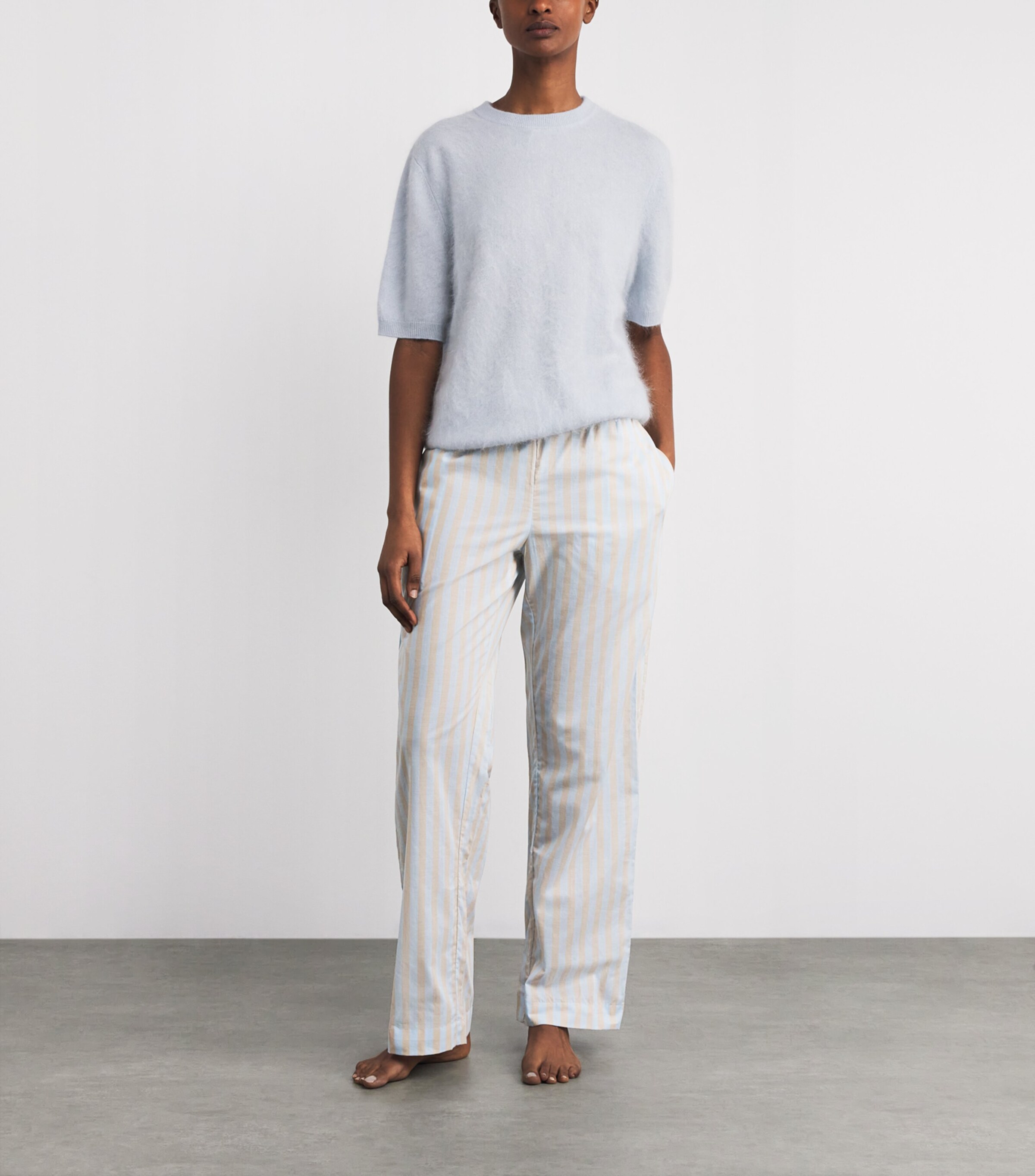 Derek Rose Womens Cotton Amalfi 21 Lounge Trousers Blue Image 2