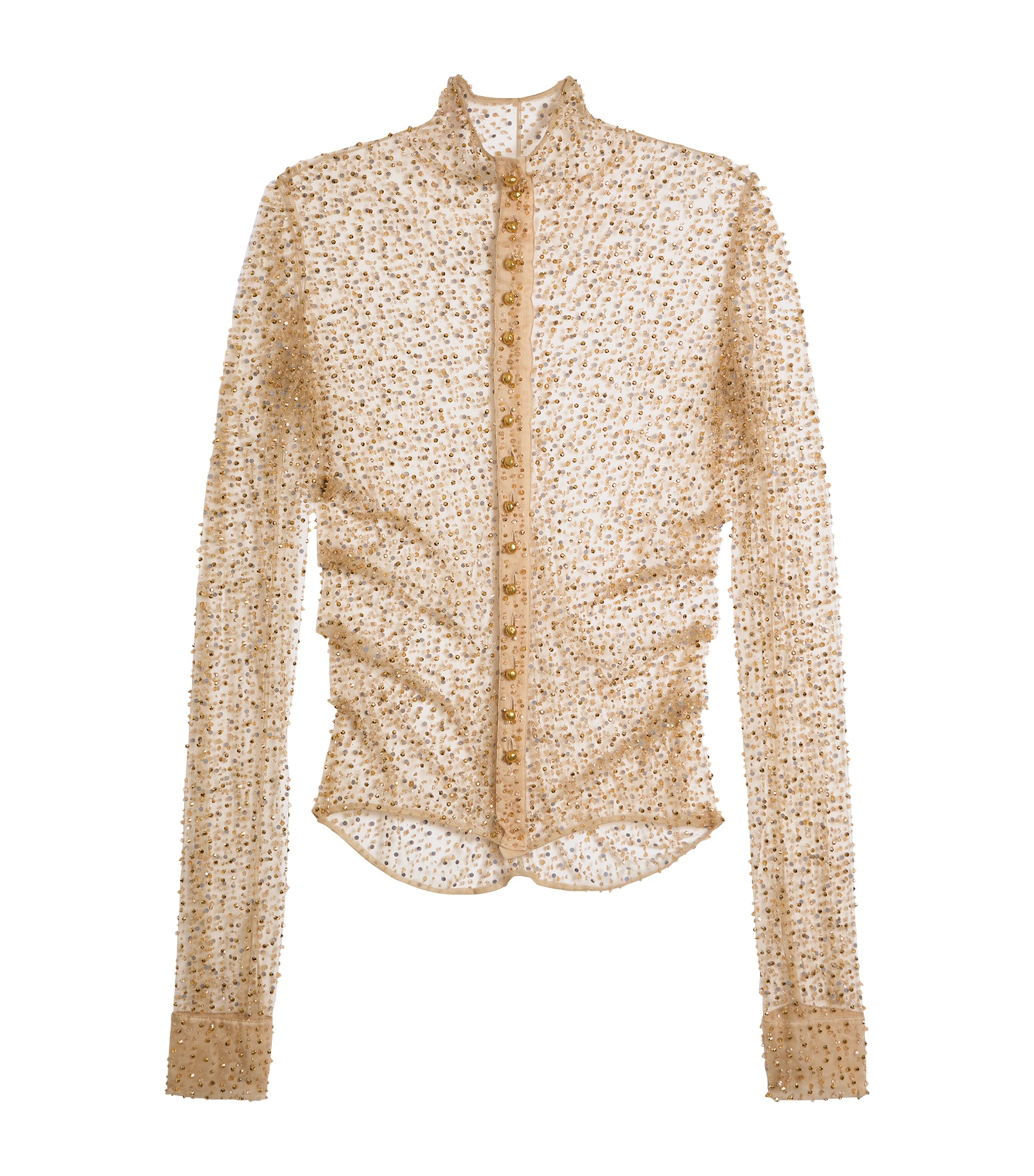 Schiaparelli Womens Embellished Skeleton Blouse Gold Image 1