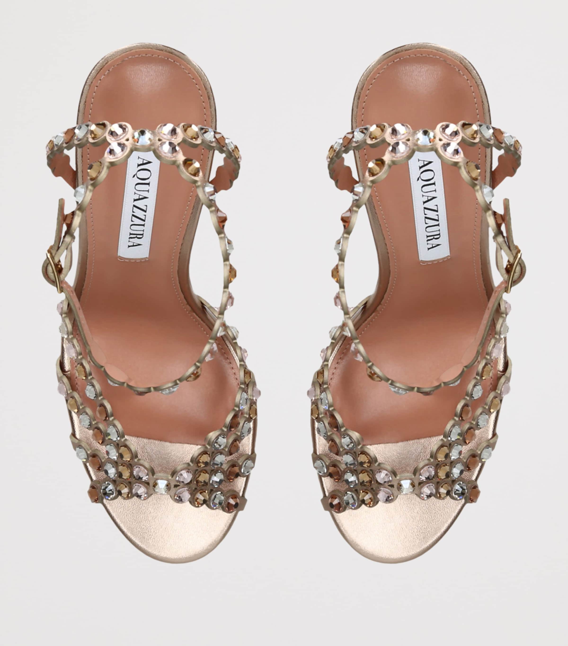 Aquazzura Leather Tequila Sandals 105 Champagne Image 4
