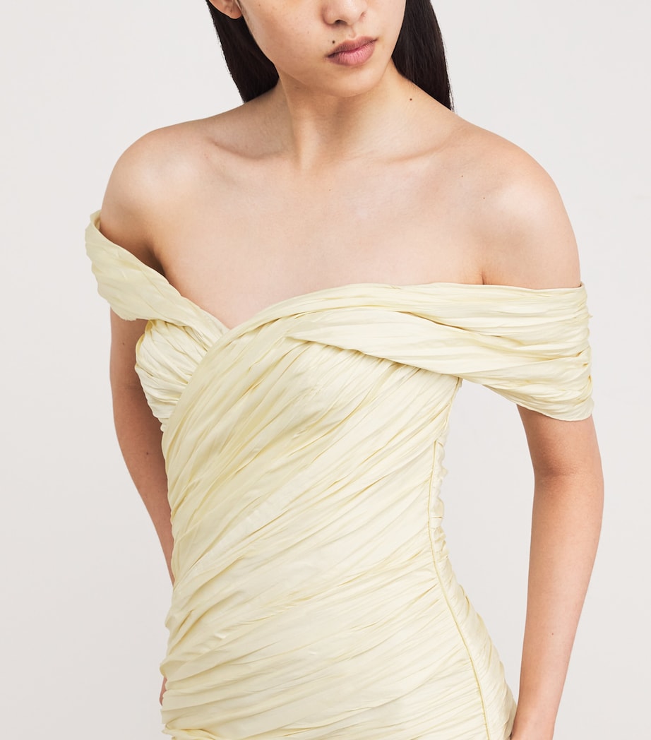 Marmar Halim Womens Taffeta Off-The-Shoulder Yuliet Gown Butter Yellow Image 6