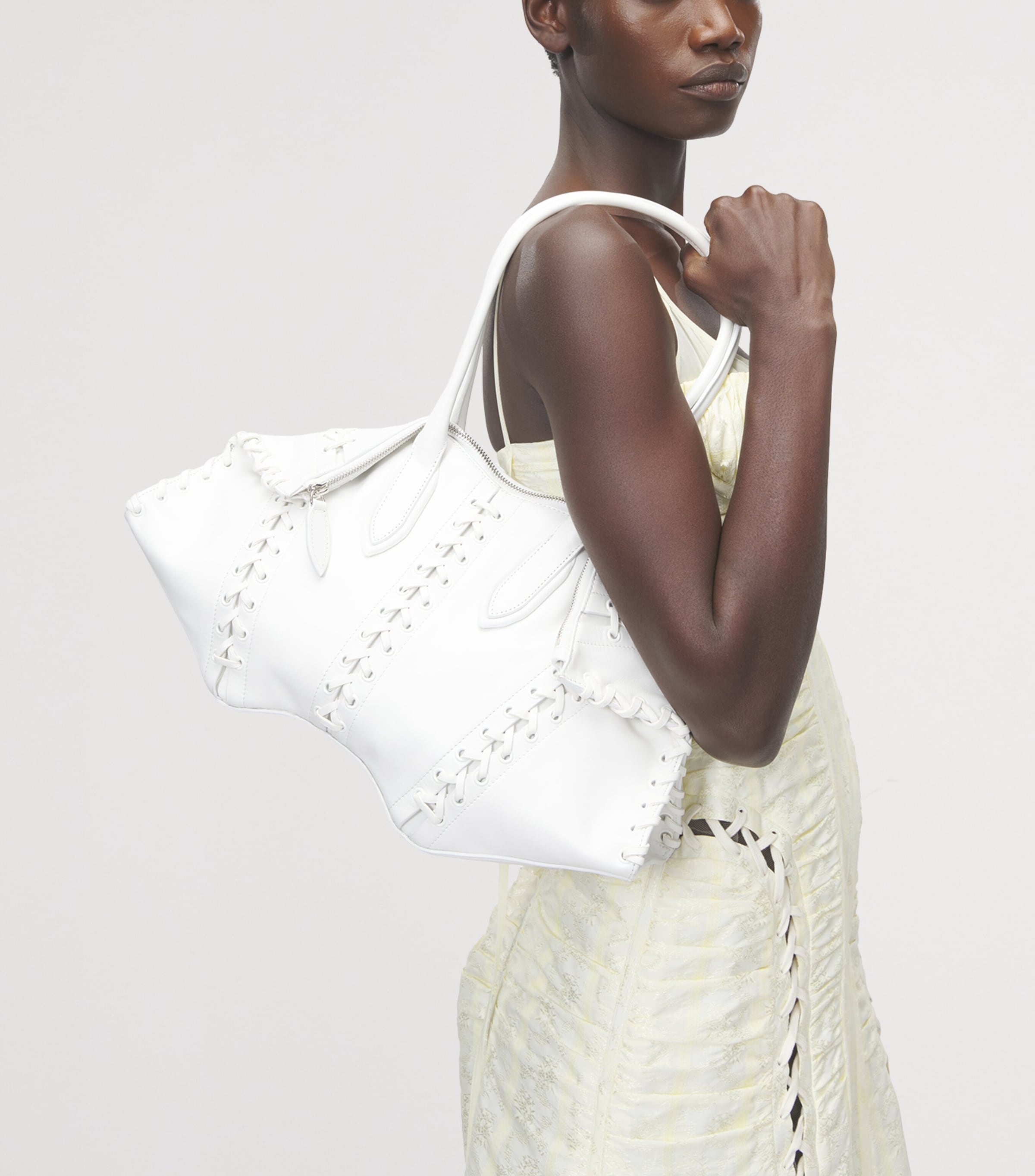 McQueen Leather Lace-Up Manta Top-Handle Bag Image 2