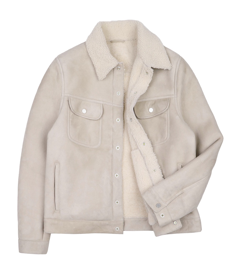 Shearling Davis Trucker Jacket V0031 OFF WHITE Image 1