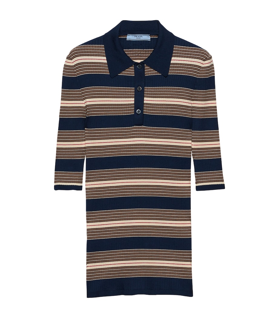 Prada Womens Cotton-Blend Knitted Polo Shirt Image 1