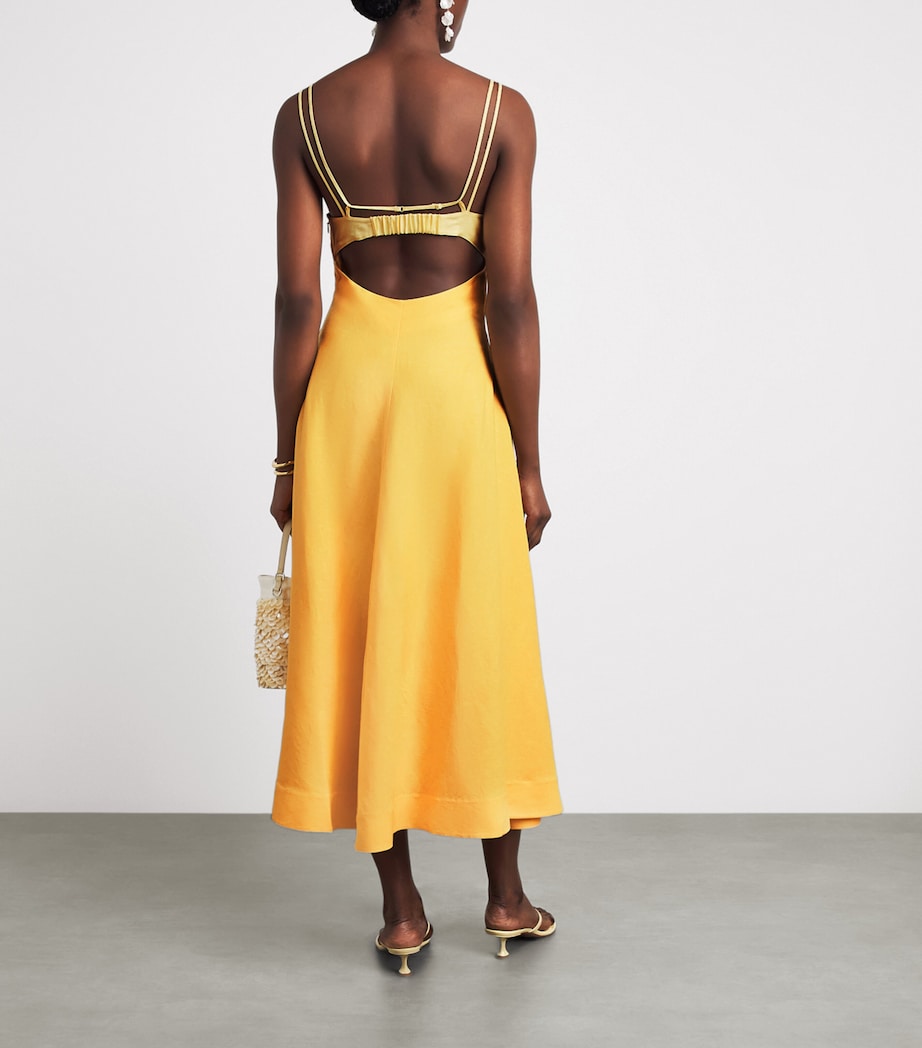 Simkhai Womens Linen-Blend Corabeth Midi Dress Mango Image 4