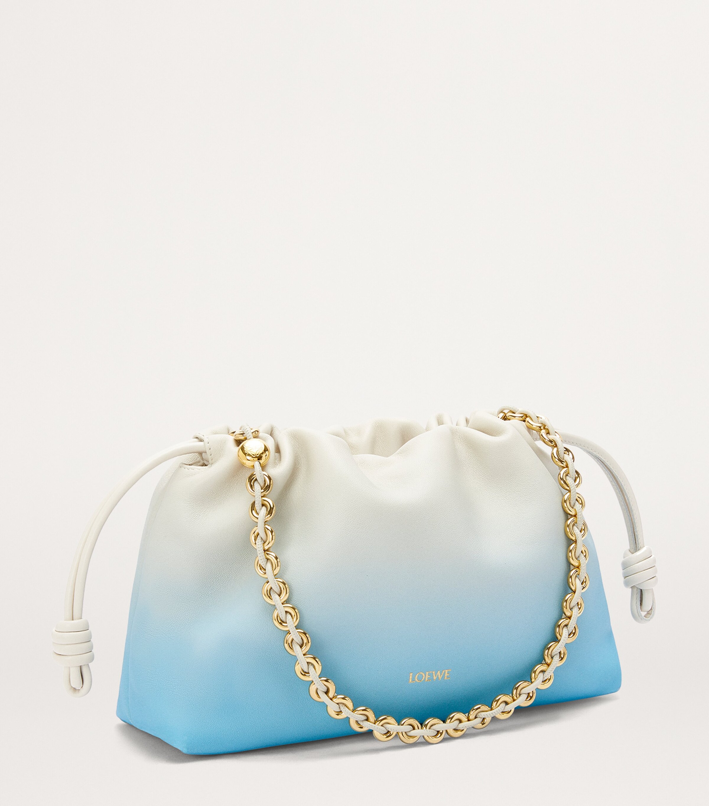 Medium Leather Flamenco Shoulder Bag SOFT WHITE/SKY BLUE Image 7