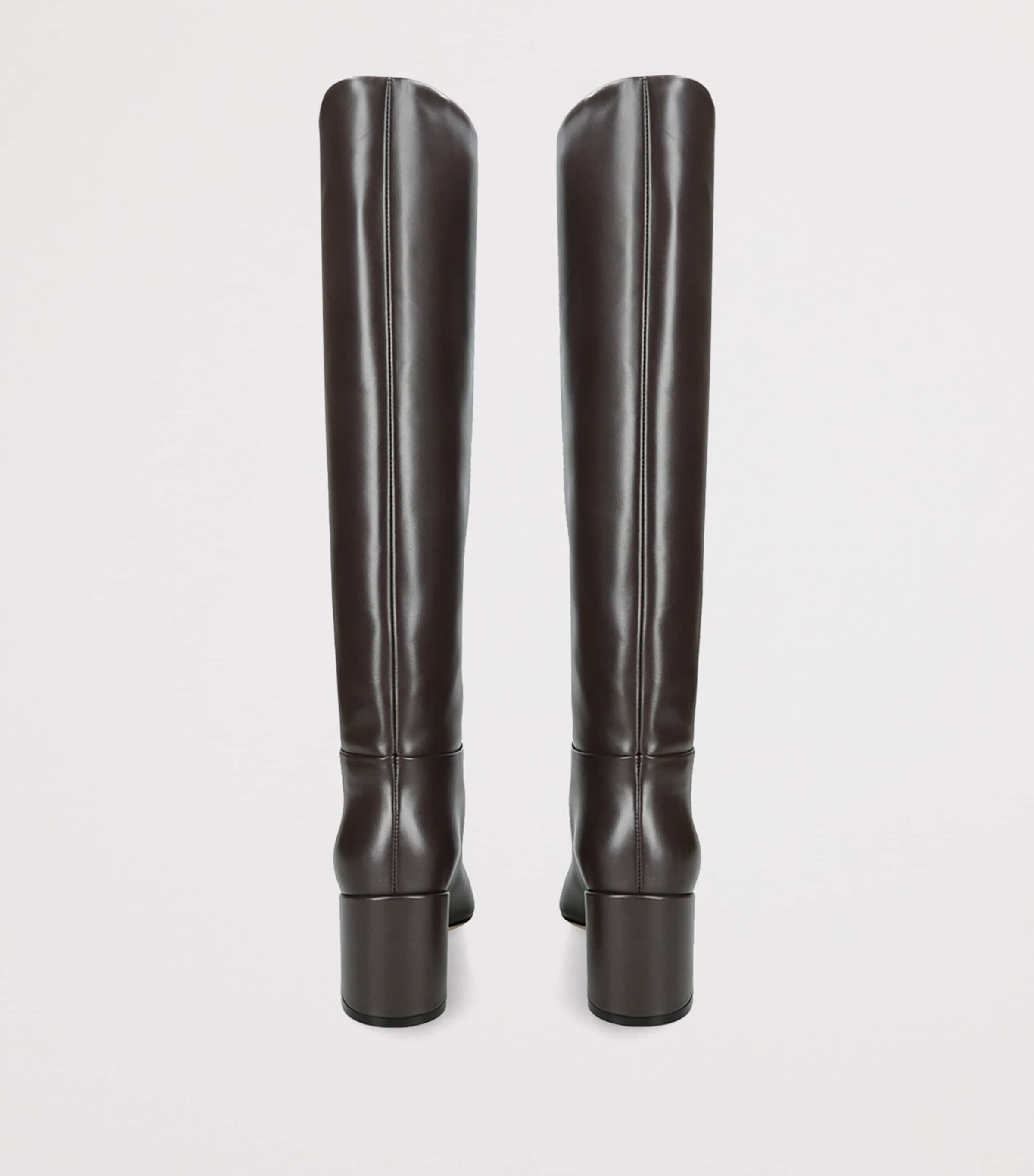 Leather Alma Knee High Boots 70 DARK BROWN Image 3