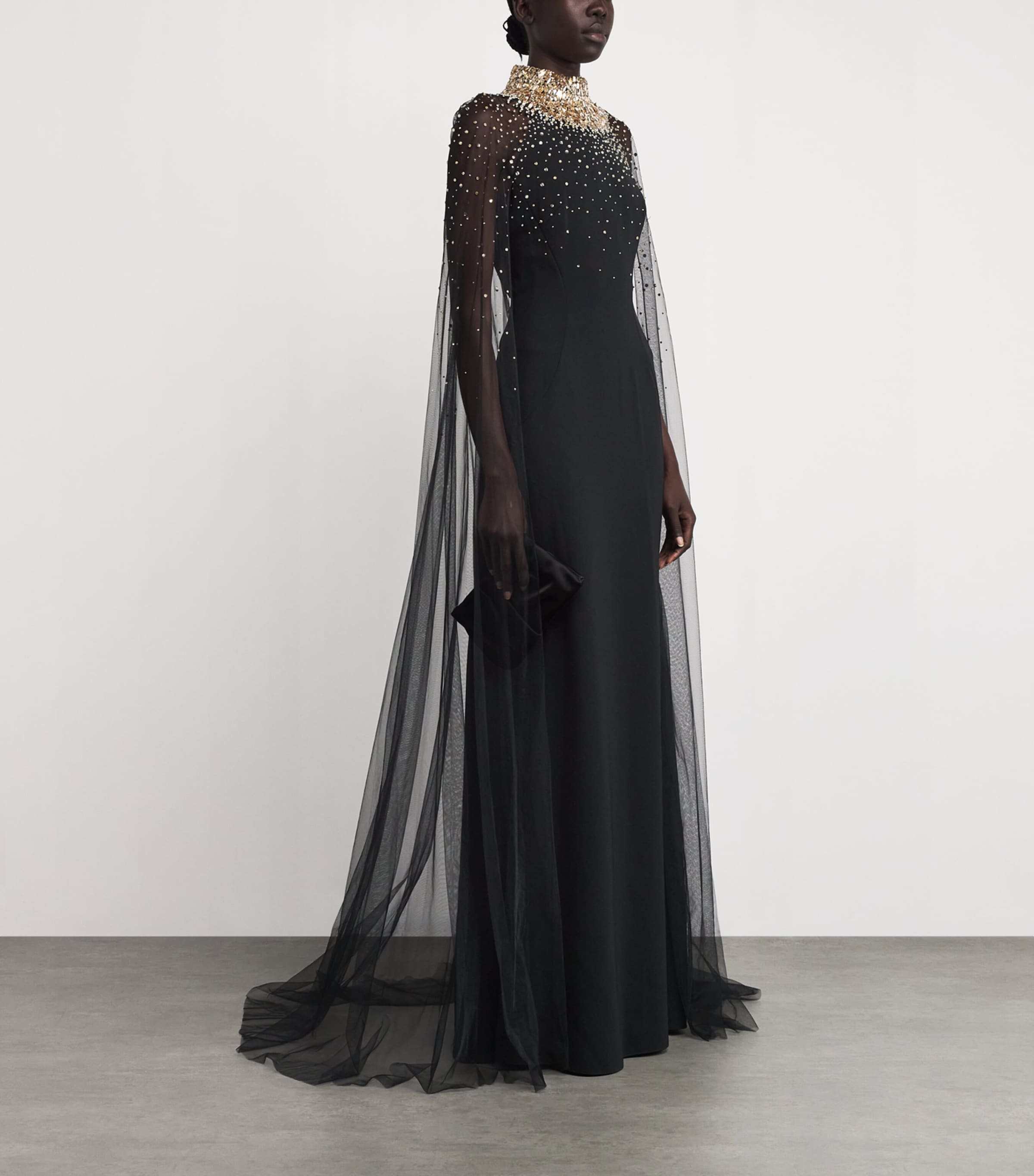 Embellished Cape Zadie Gown LIQUORICE Image 2