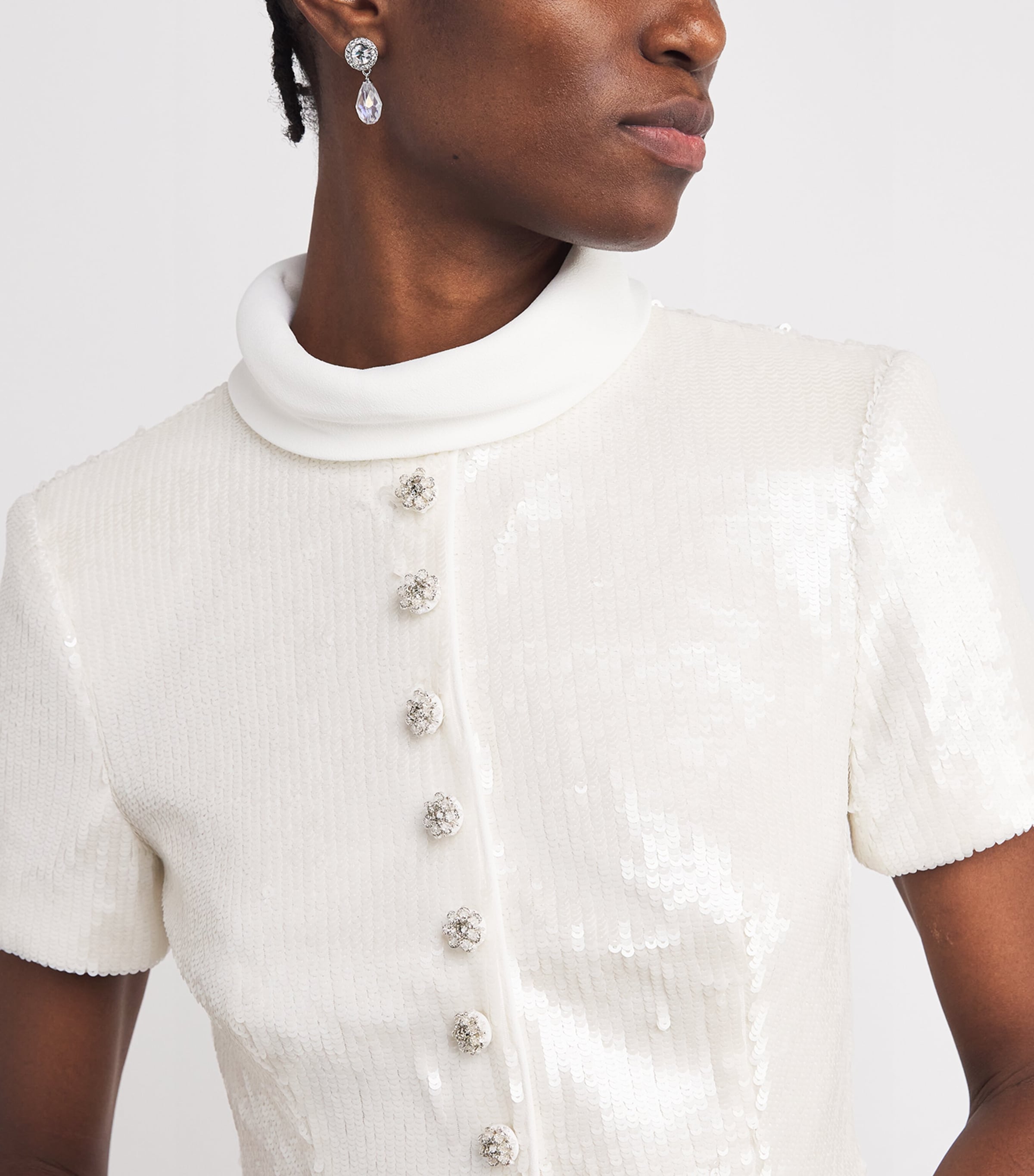 Sequinned Tailored Maxi Dress WHITE Image 4