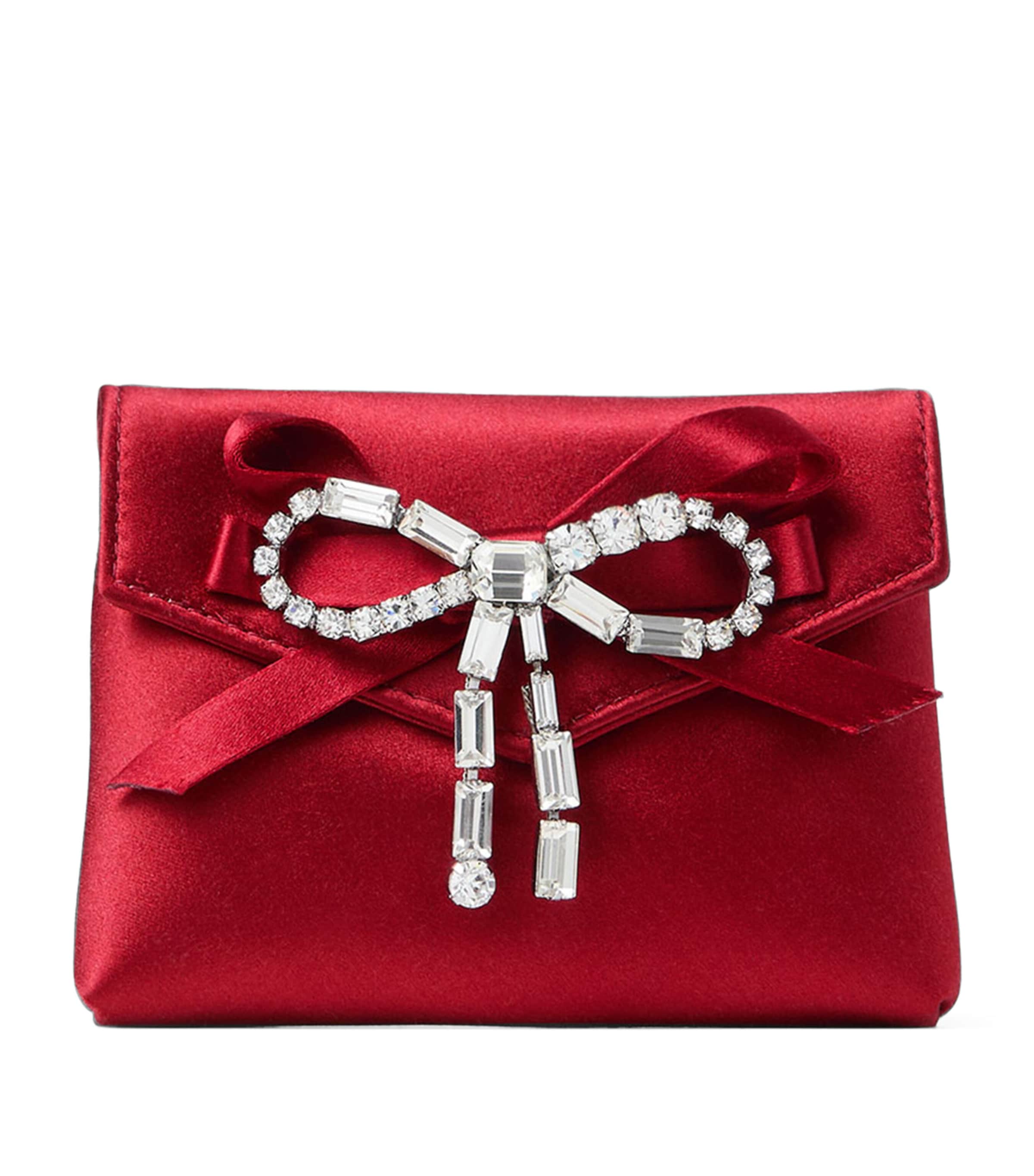 Jimmy Choo Soft Bow Card Holder In Red