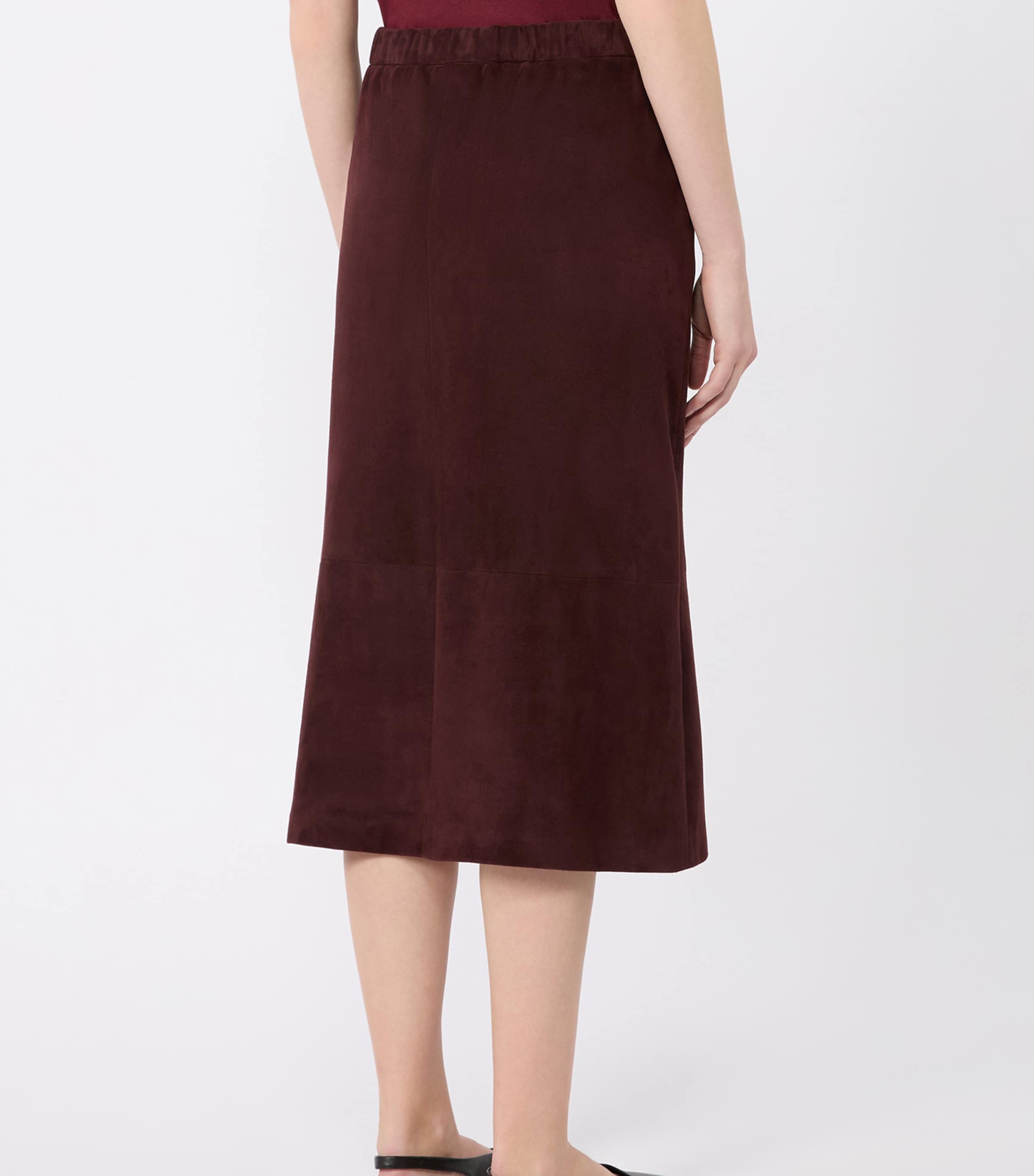 Max Mara Womens Suede Midi Skirt Dark Red Image 4