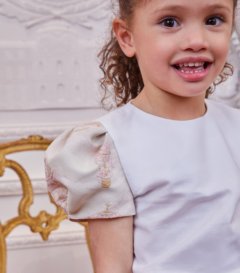 Cotton Jacquard-Sleeve T-Shirt (2-10 Years) HAB JACQUARD PINK Image 3