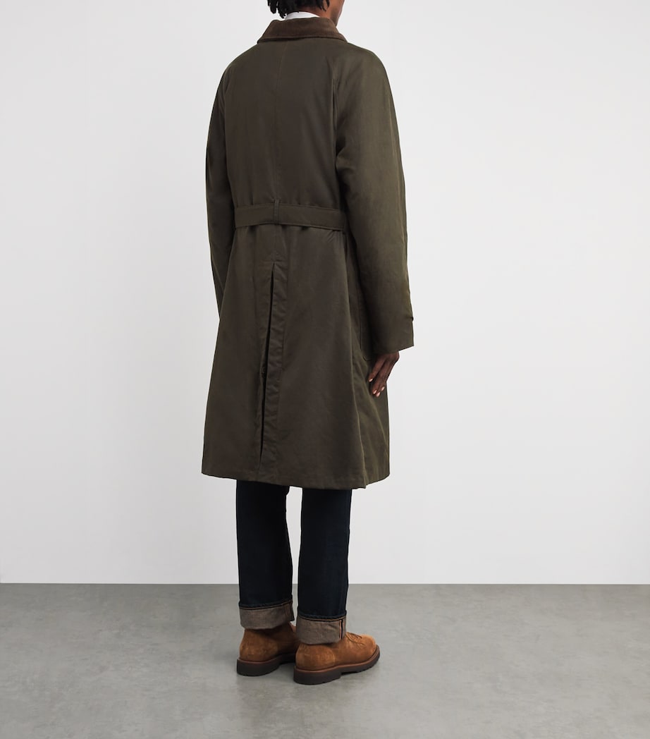 Oilcloth Belted Overcoat DARK GREEN Image 4