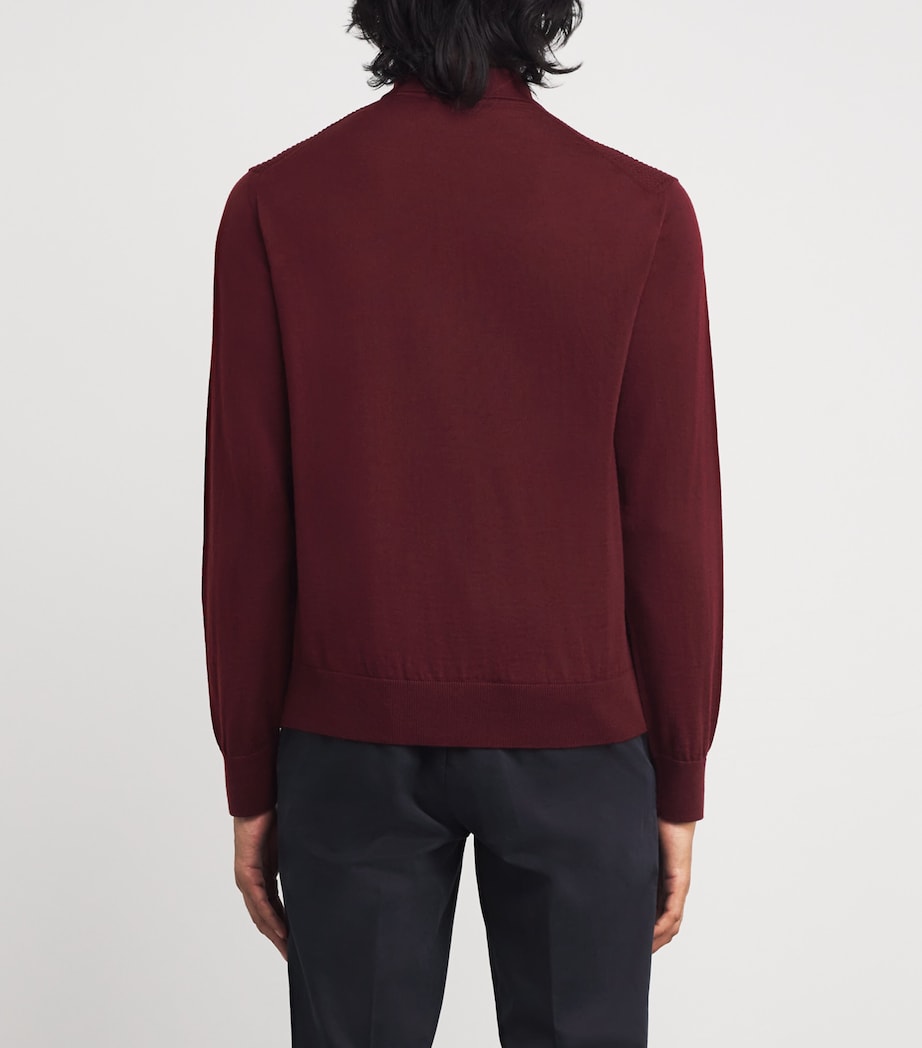 Virgin Wool Quarter-Zip Polo Sweater 041 DARK RED Image 4