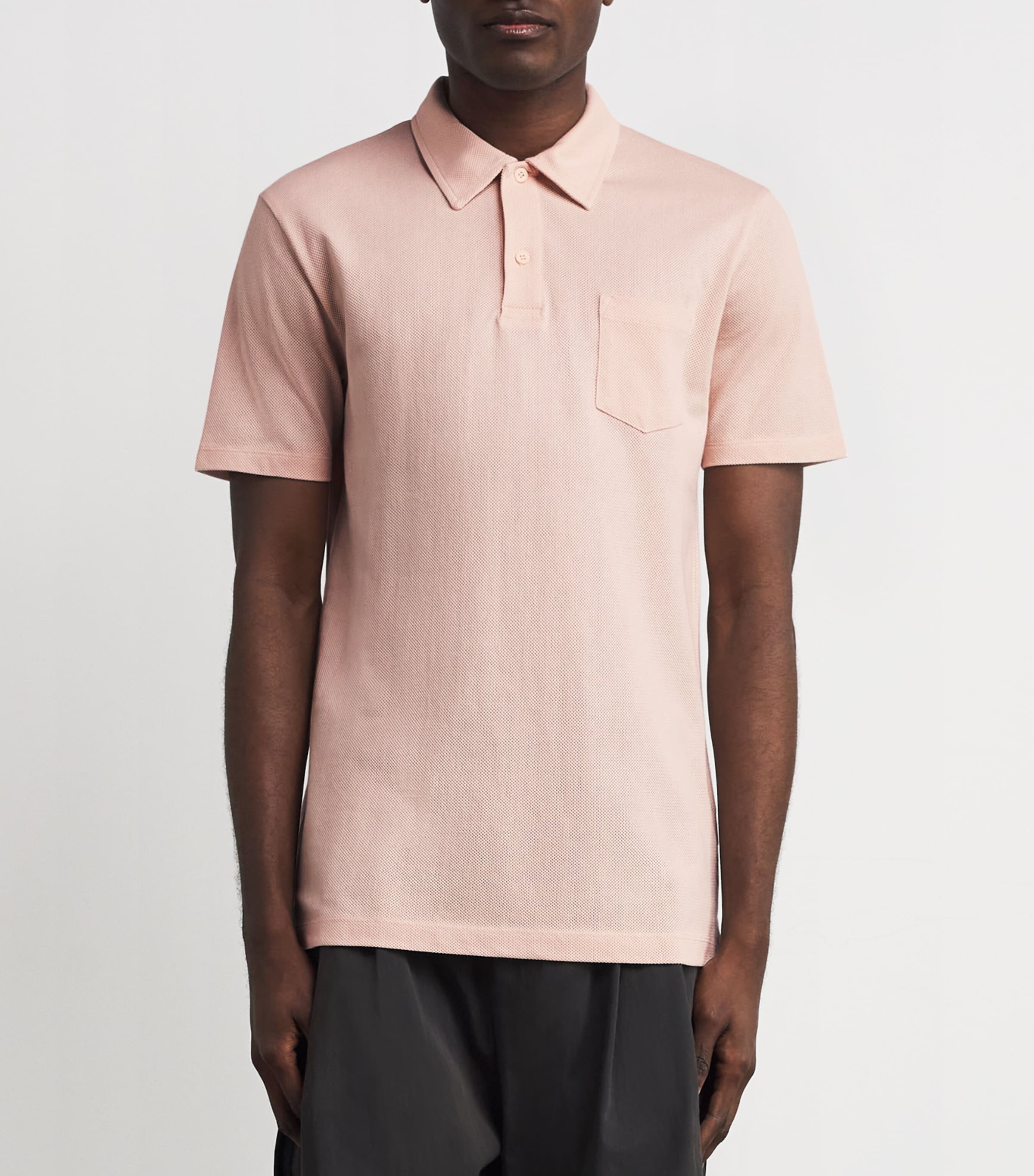Sunspel Mens Supima Cotton Riviera Polo Pkbl Pastel Pink Image 3