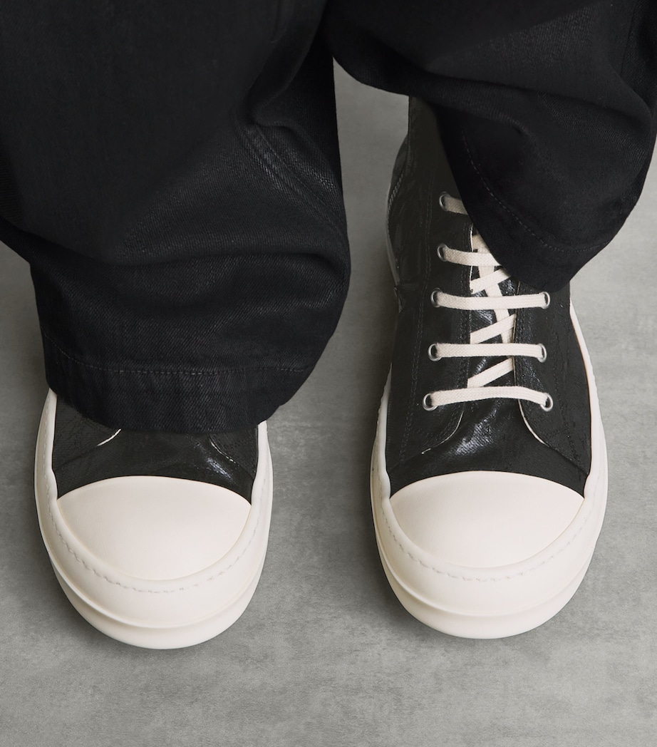 Rick Owens Coated Canvas High-Top Sneakers Blk/milk/milk Image 2