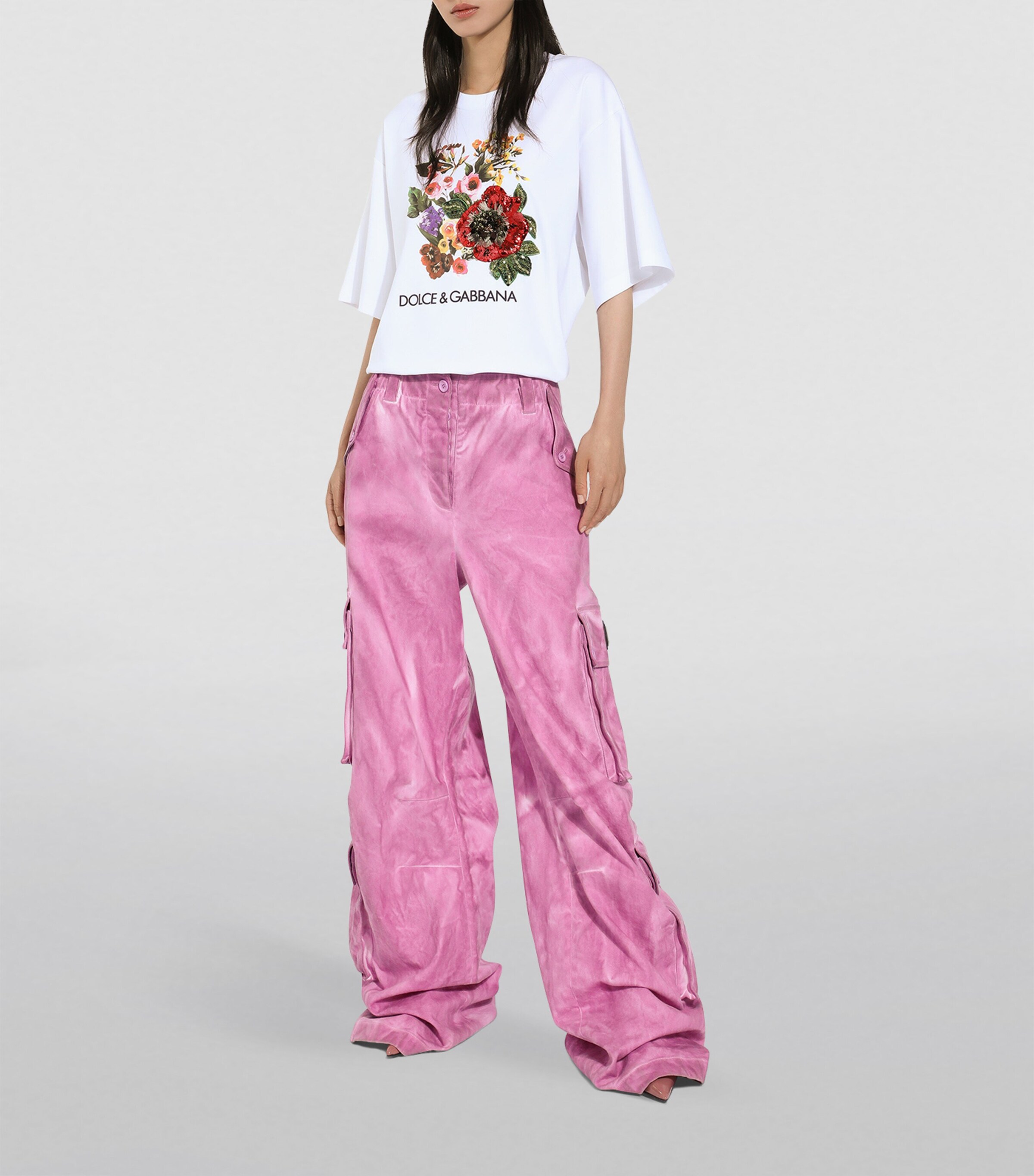 Dolce&Gabbana Multi Cotton Sequinned-Flower T-Shirt | Harrods US