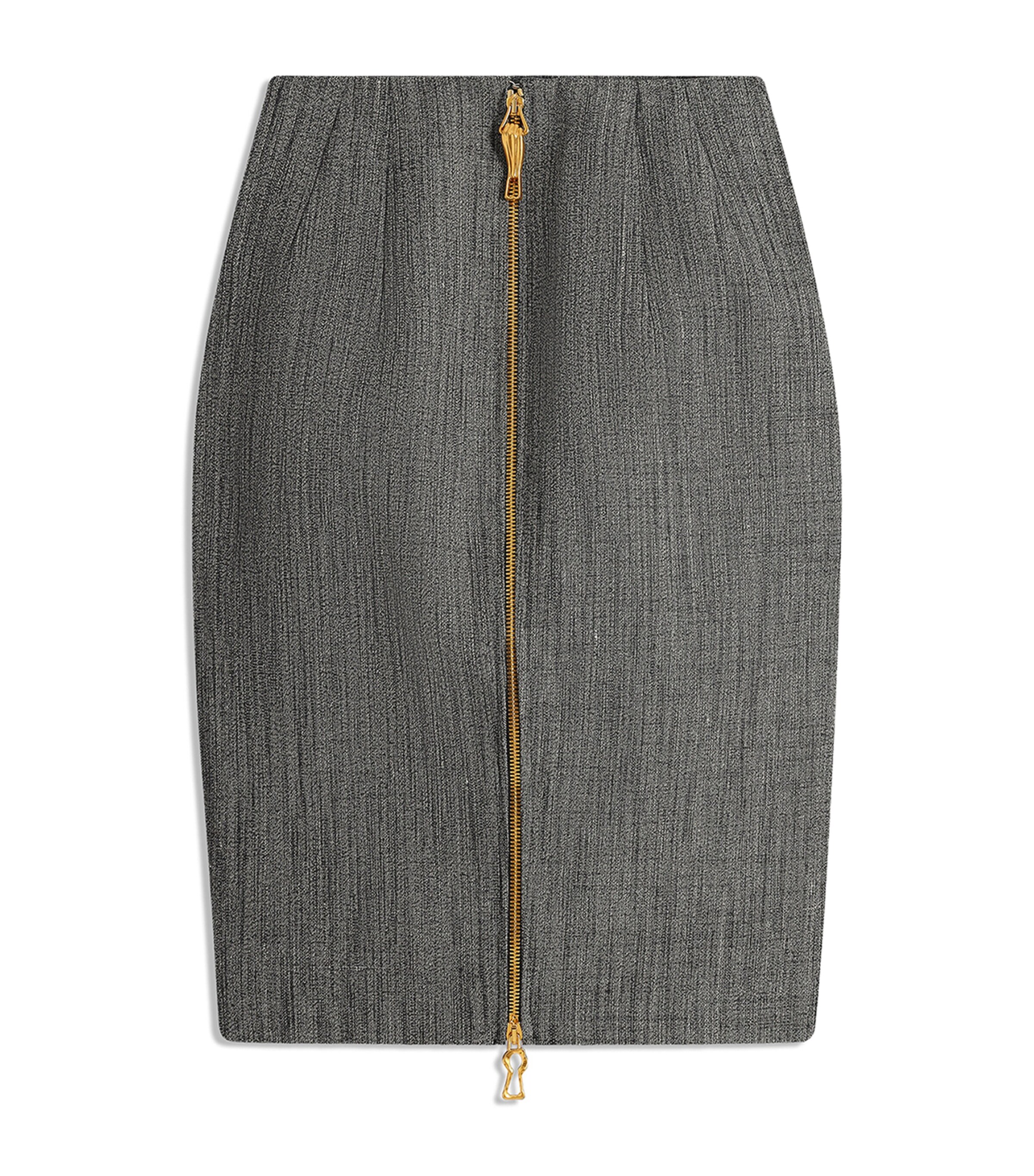 Schiaparelli Womens Canvas Pencil Skirt Grey Image 5