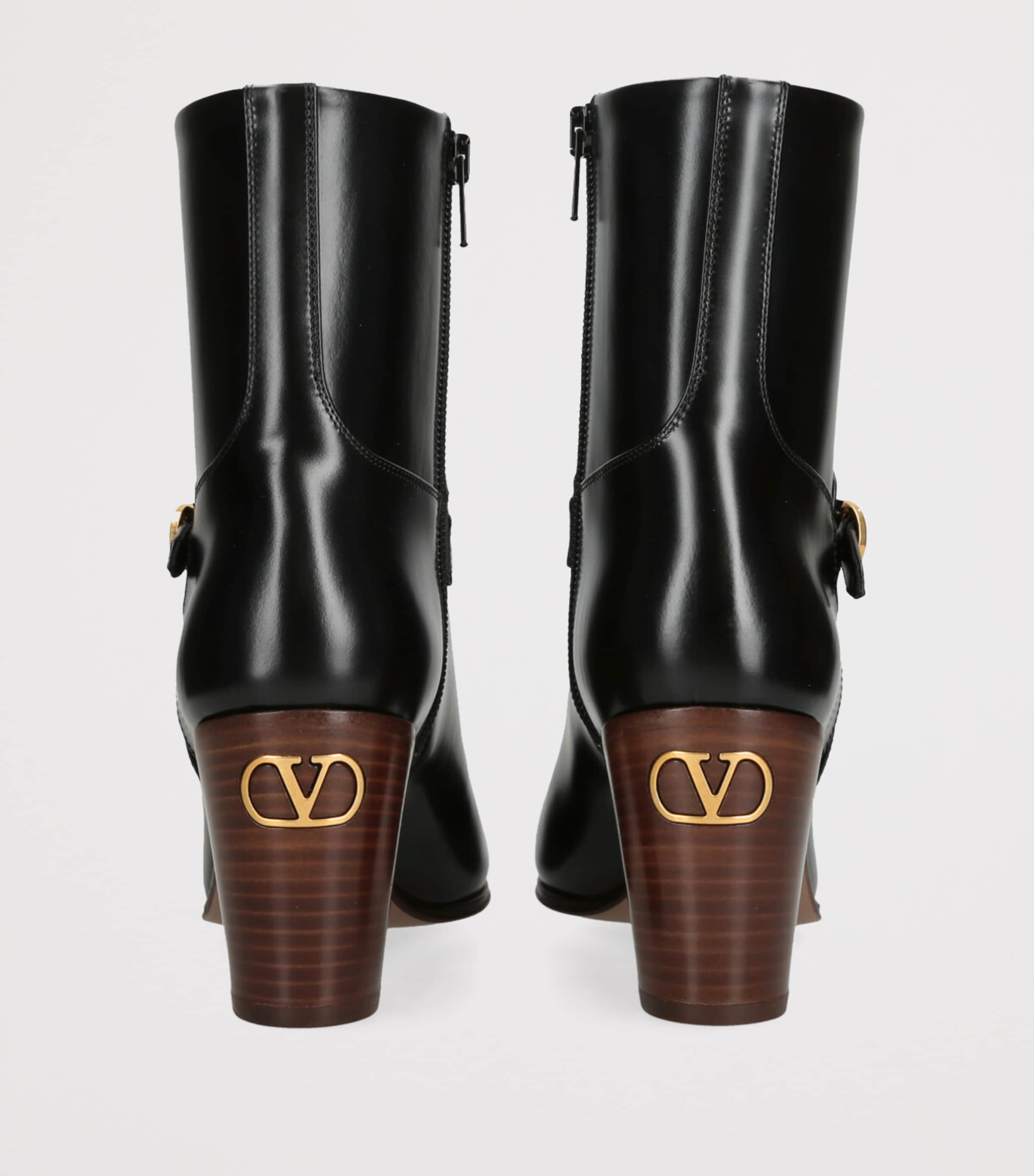 Valentino Garavani Leather Pattie Heeled Ankle Boots 75 Black Image 2