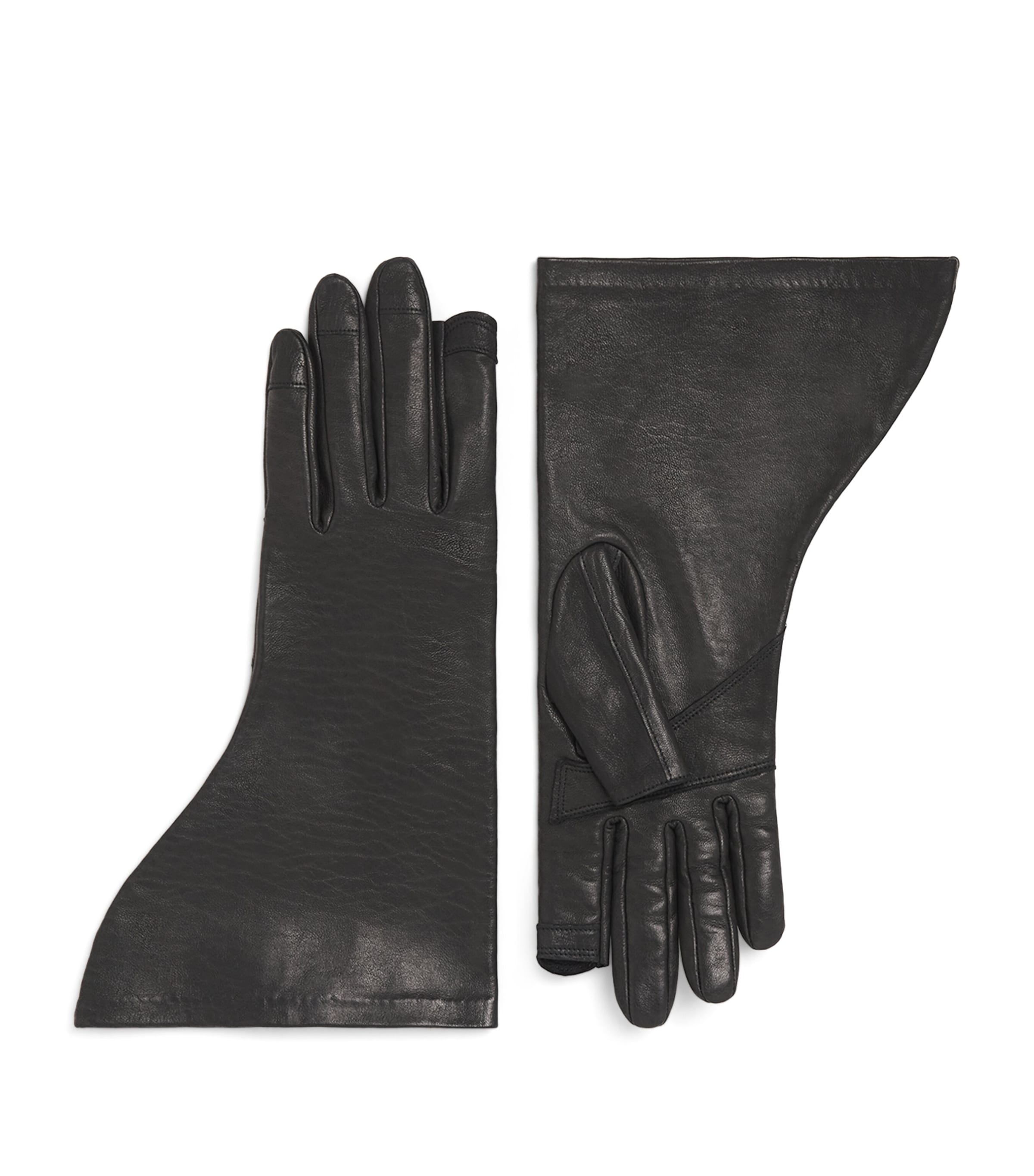 Rick Owens Leather Flared Gloves Black Image 1
