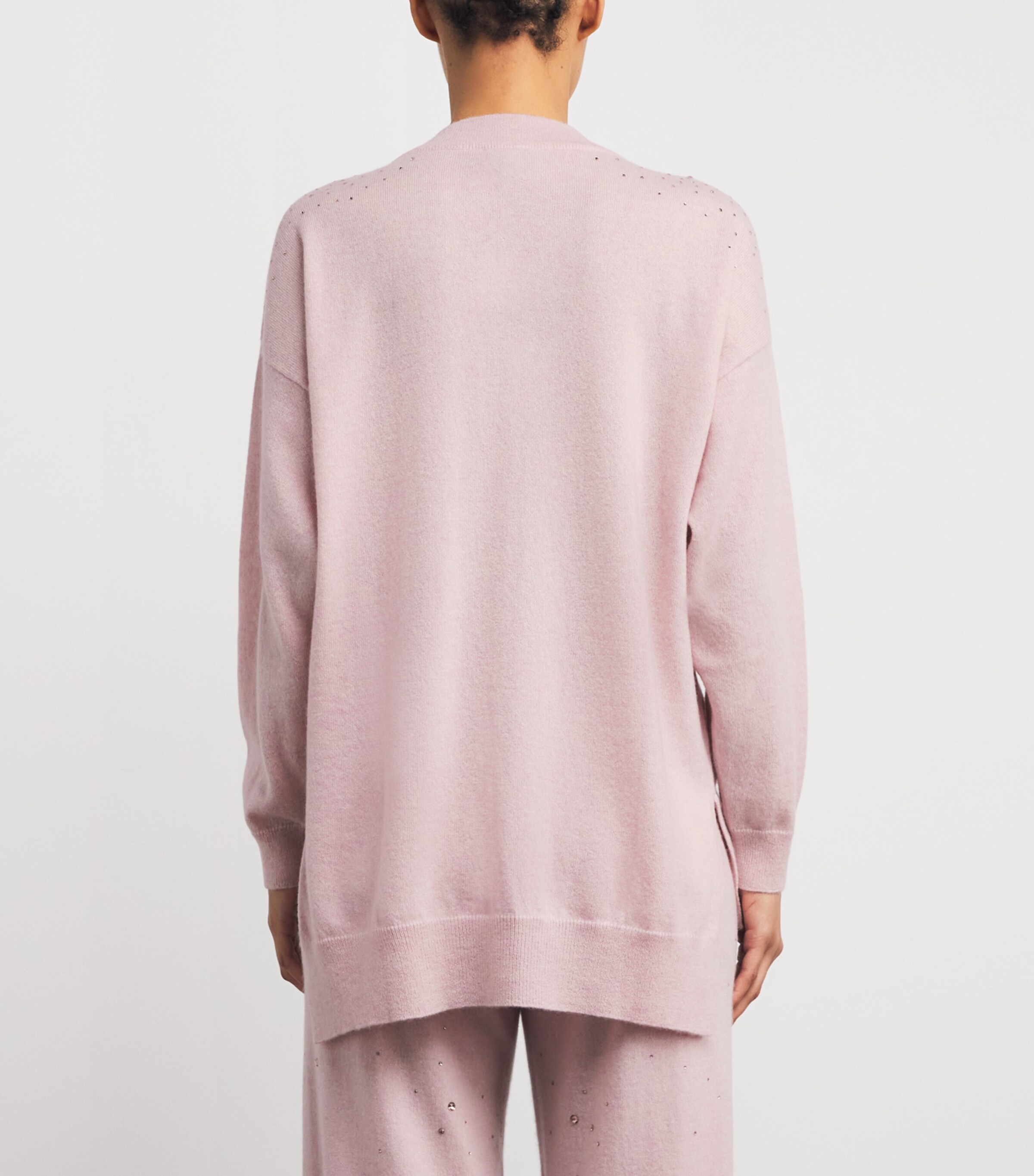Cashmere Crystal-Embellished Aria Sweater PINK SORBET/VIN Image 3