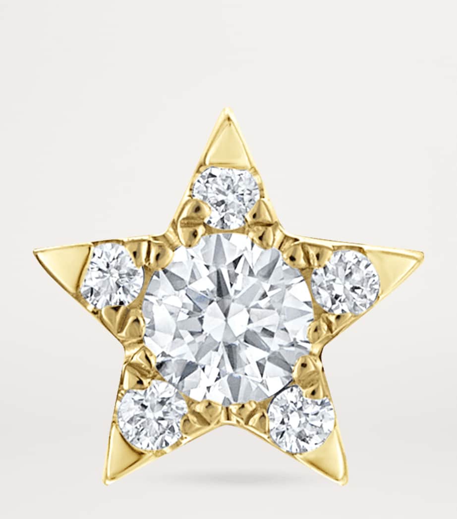 Yellow Gold Diamond Star Threaded Stud Earring (4.5mm) YELLOW GOLD Image 4