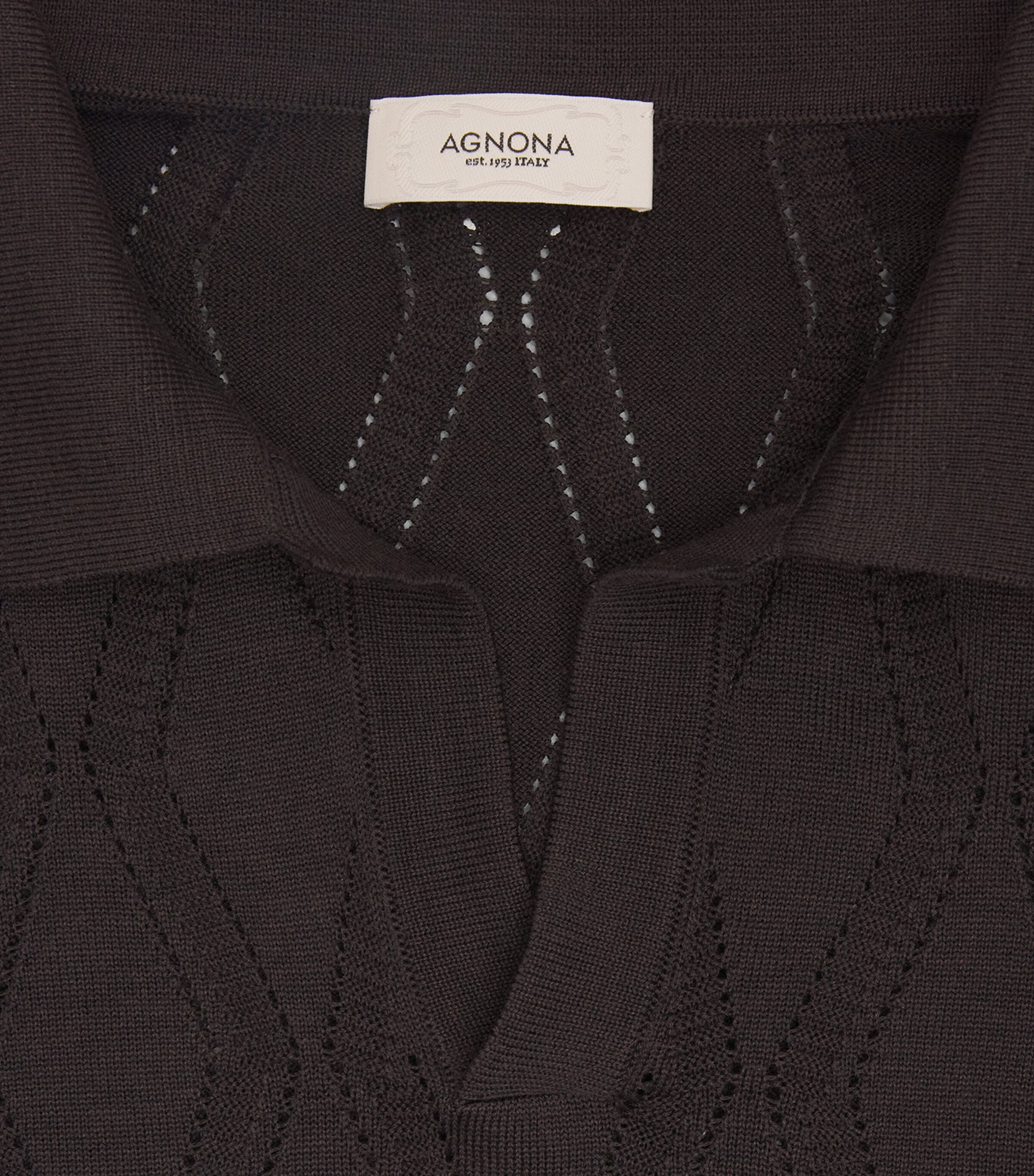 Agnona Mens Cotton-Silk Knitted Polo Shirt Brown Chocolate Image 6