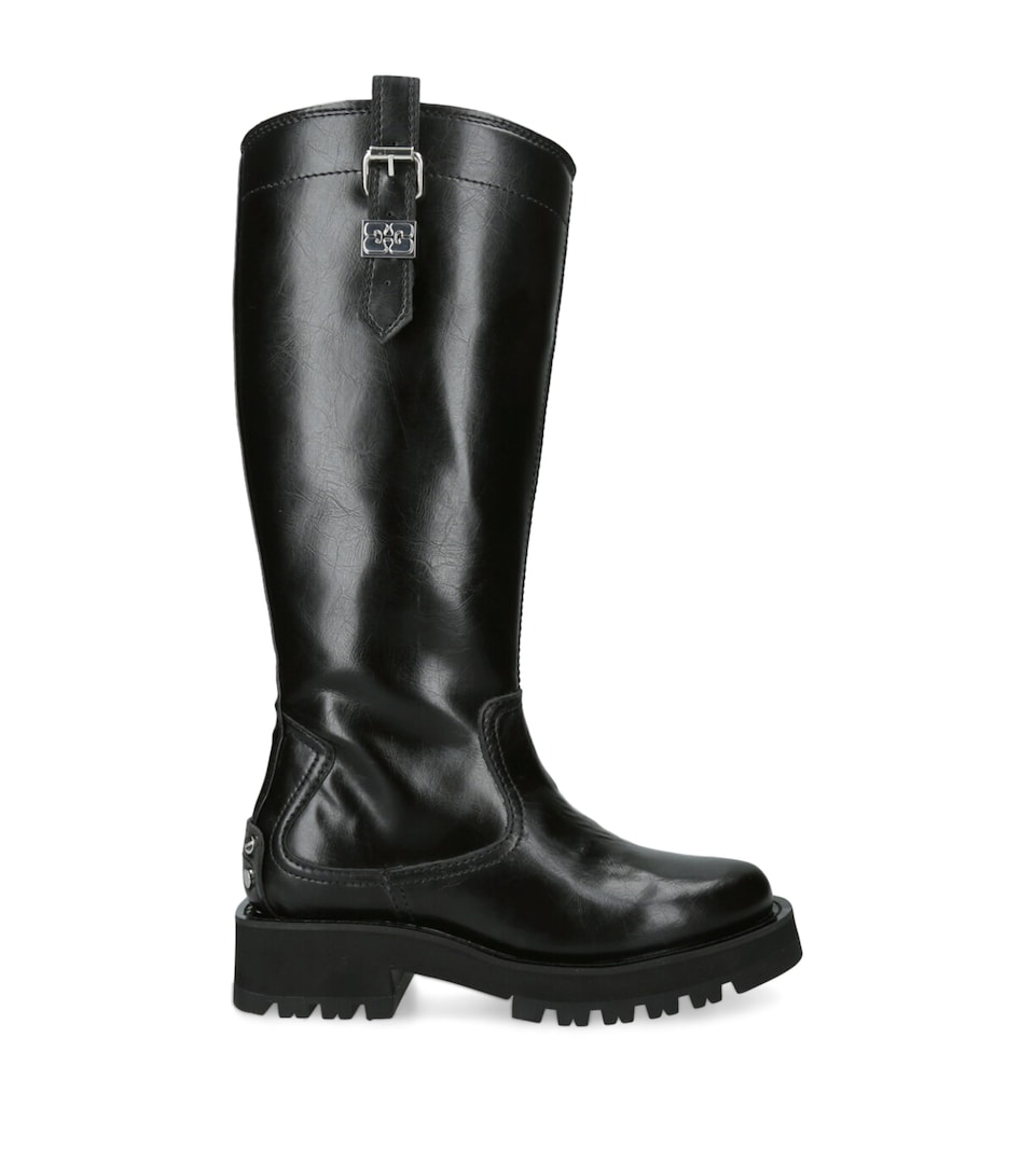 Crinkled Faux Leather Boots