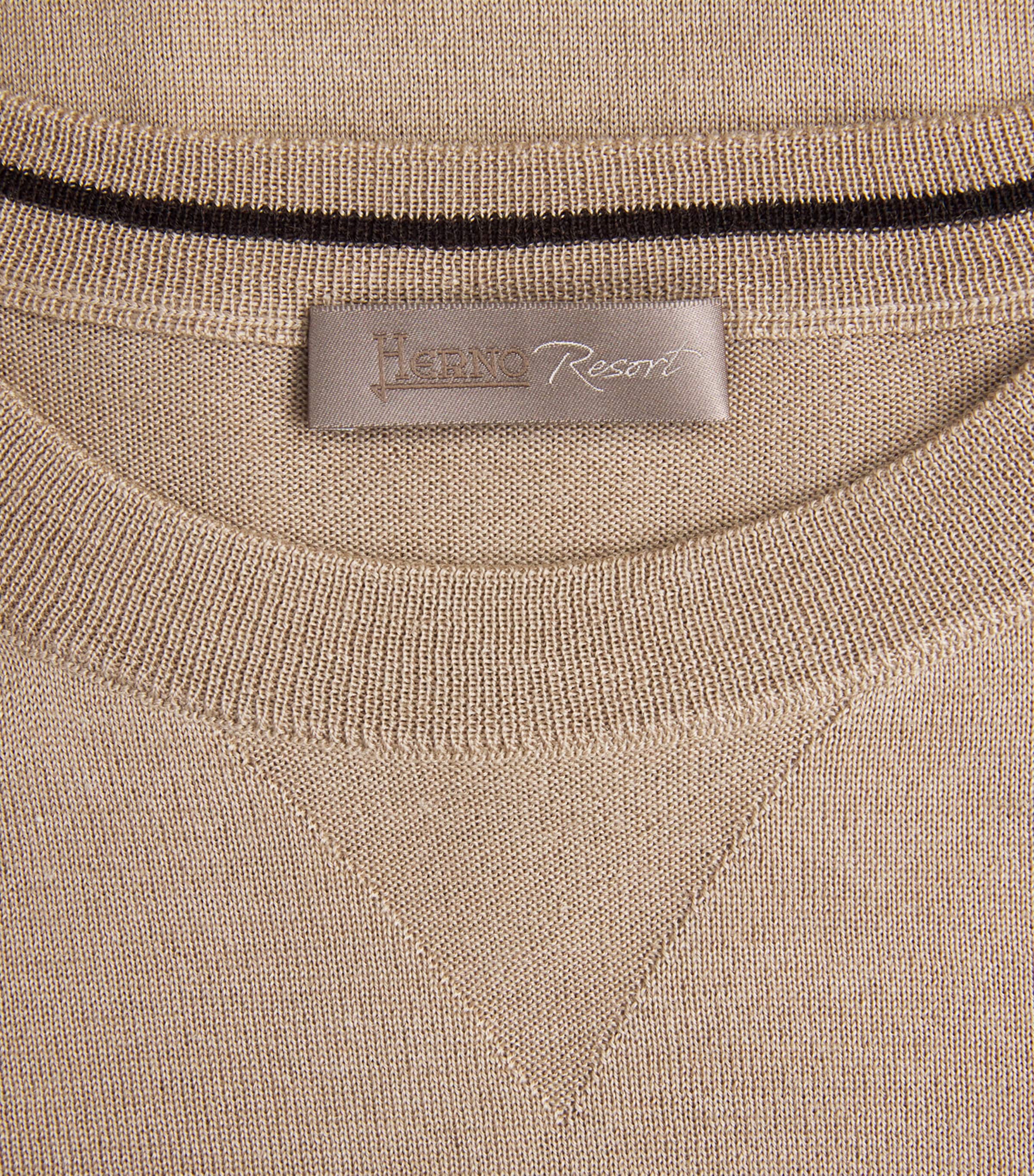 Herno Mens Wool-Silk Crew-Neck Sweater Light Beige Image 6