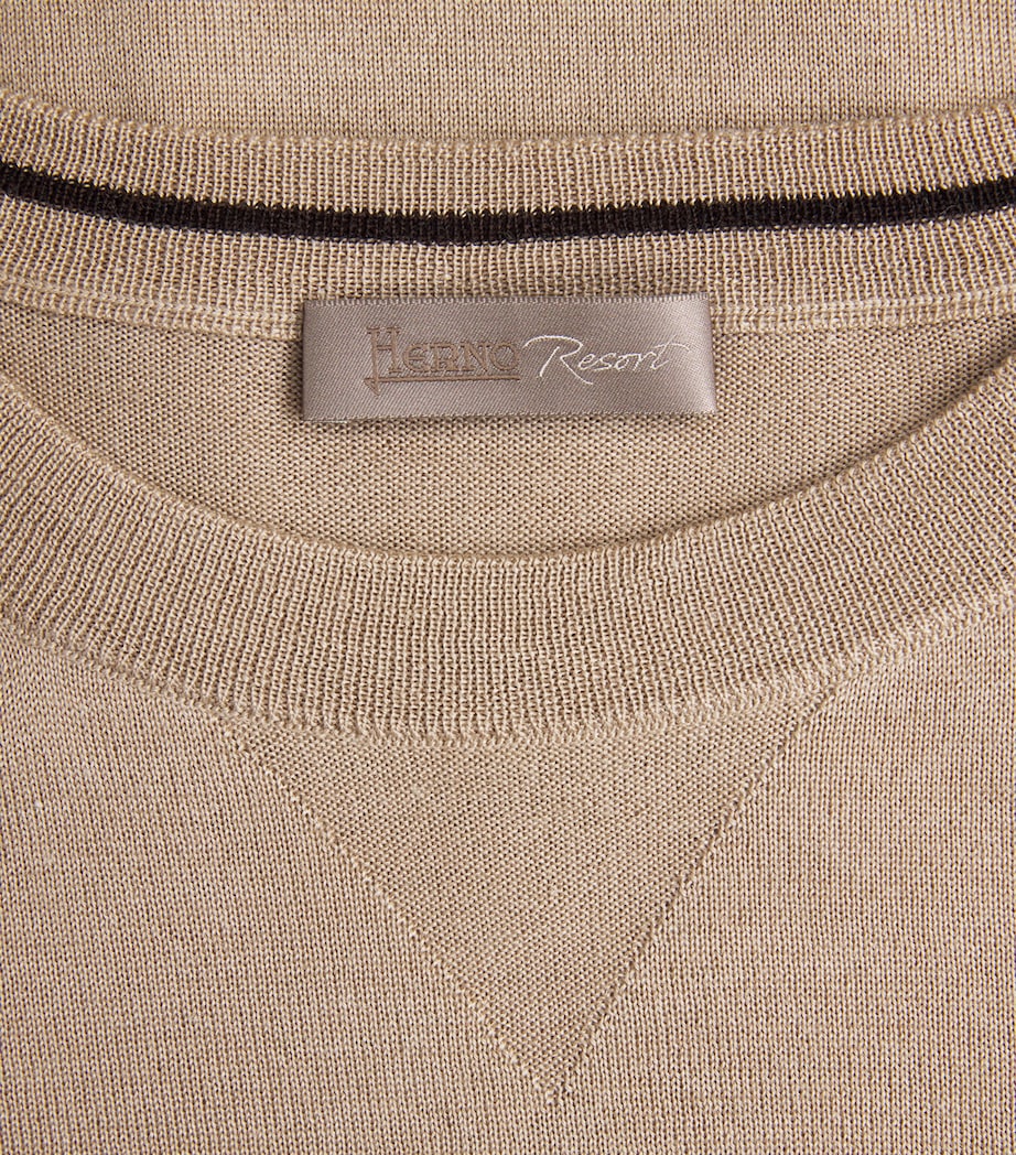 Herno Mens Wool-Silk Crew-Neck Sweater Light Beige Image 6