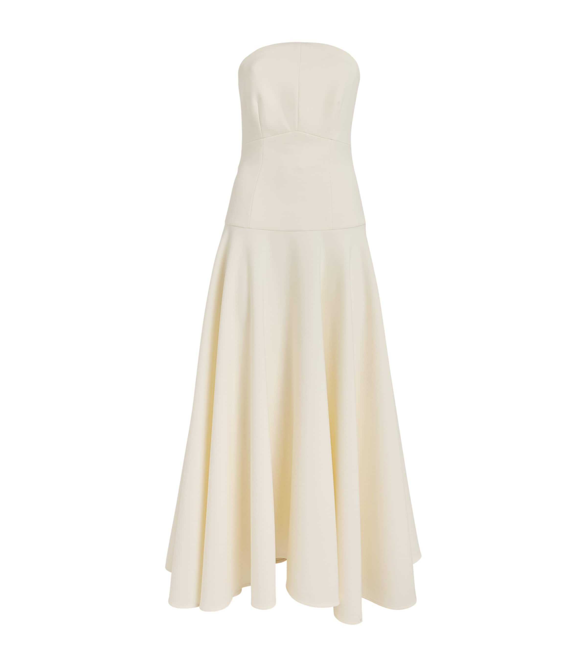 Shop Roland Mouret Strapless Midi Dress In Ivory