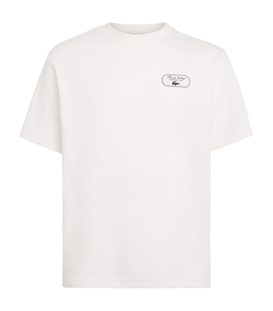 Lacoste Mens Ultra Dry Tennis Heritage Graphic T-Shirt Flour Image 1