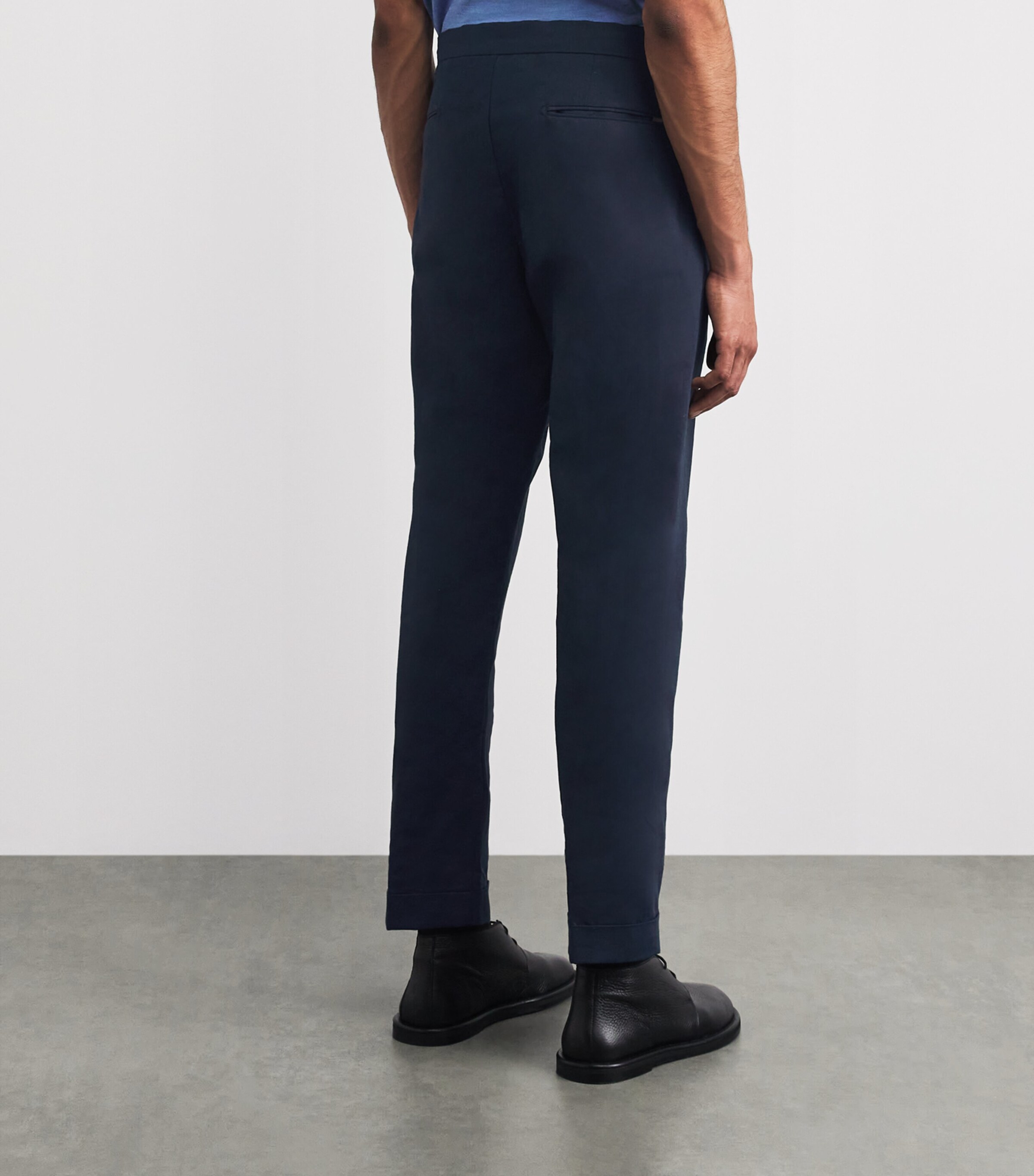 Paul & Shark Mens Linen-Cotton Pleated Straight Chinos Blue Image 5