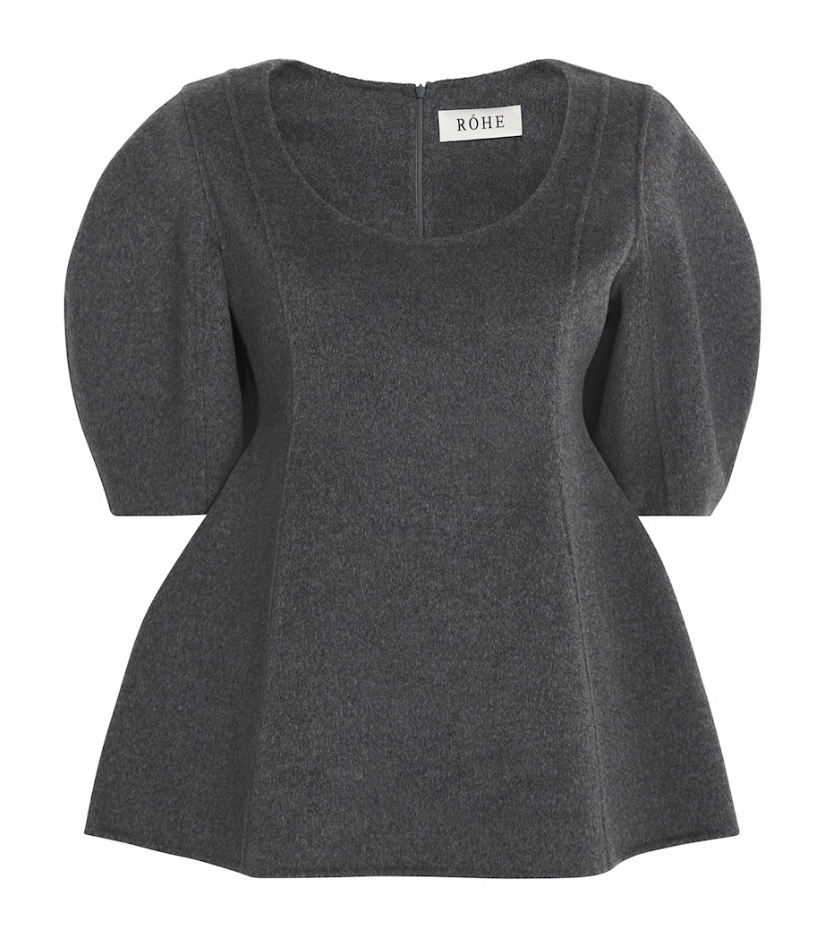 Wool-Cashmere Peplum Top MID GREY MELANGE-030 Image 1