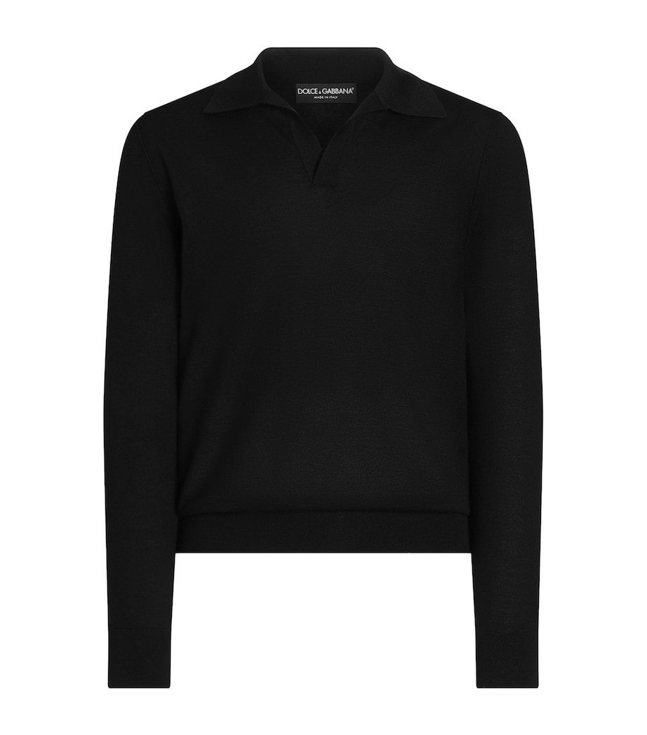Dolce&Gabbana Mens Cashmere Polo Sweater Black Image 1