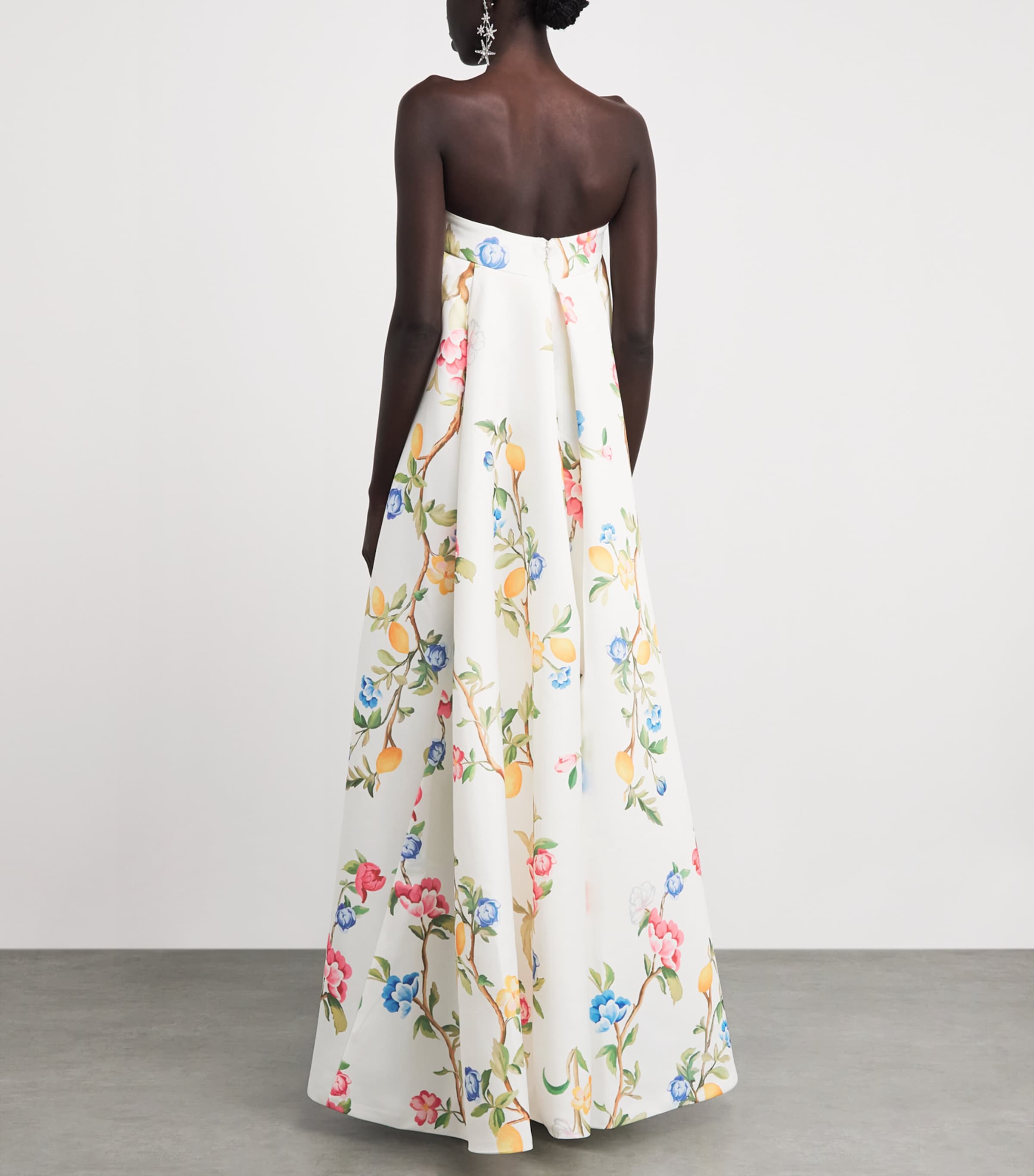 LEO LIN Womens Floral Embellished Phoebe Gown Lemon Vine Prnt Snow Image 4